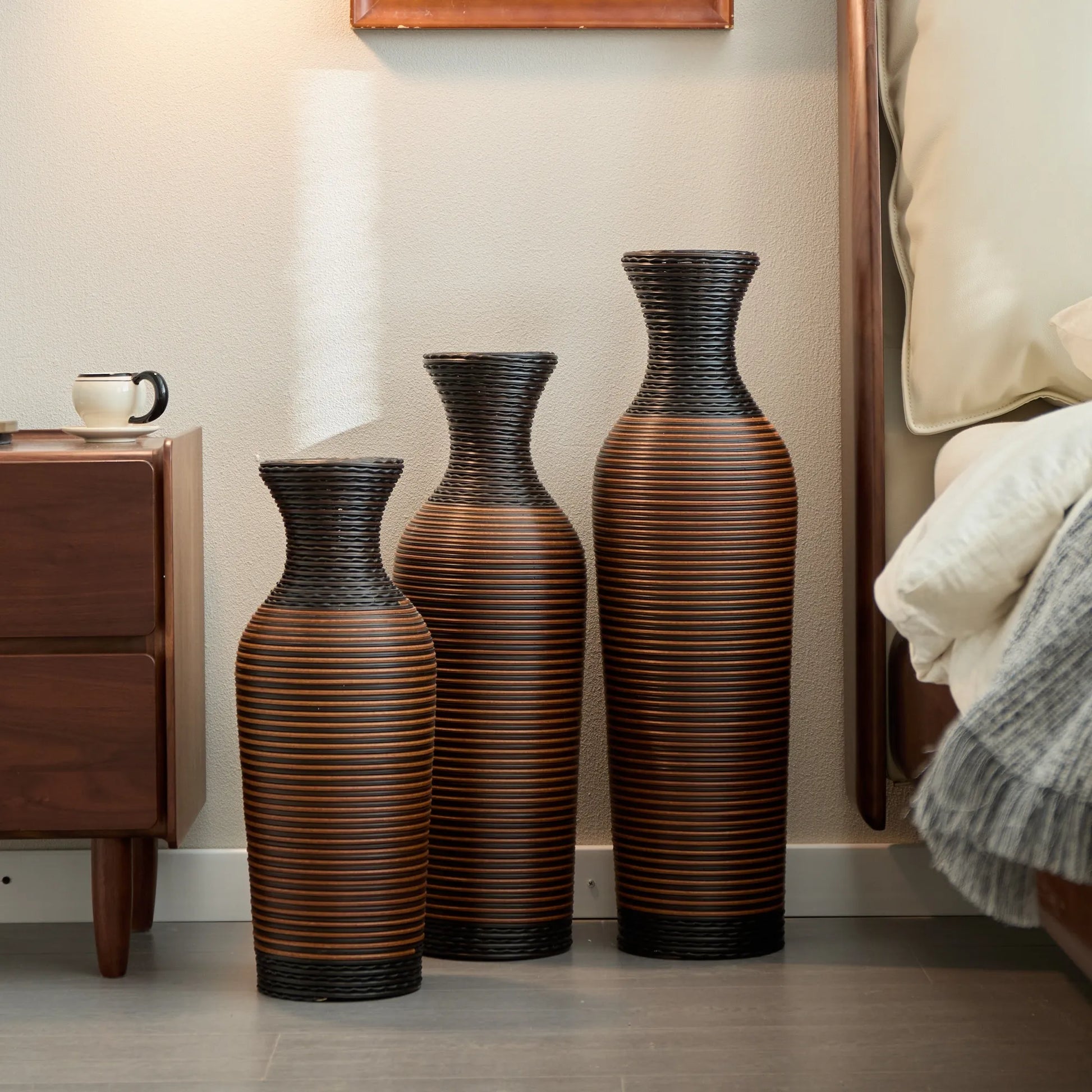 Desktop Vase, Brown Decorative Floor Vase, Classic and Neat Floor Vase, High Independent Flower Stand, Artificial Vine Vase, PVC Floor Vase, Home – view 8