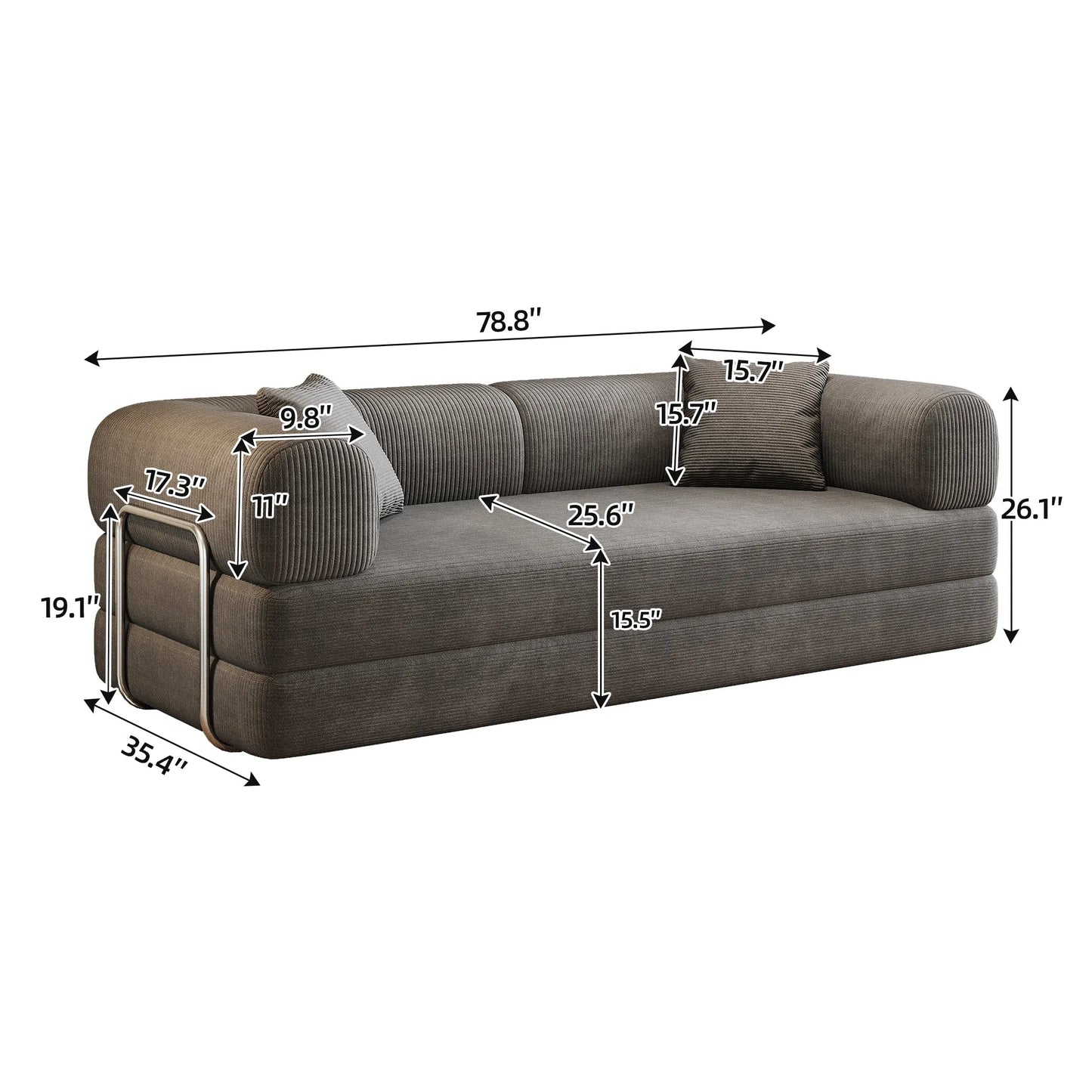 78.8' Compression Sofa,Convertible Floor Sofa Bed-with Pillow Back Support Armrest,Comfy Futon Couch Sleeper Bed,Loveseats Boneless Modular Sectional – view 8