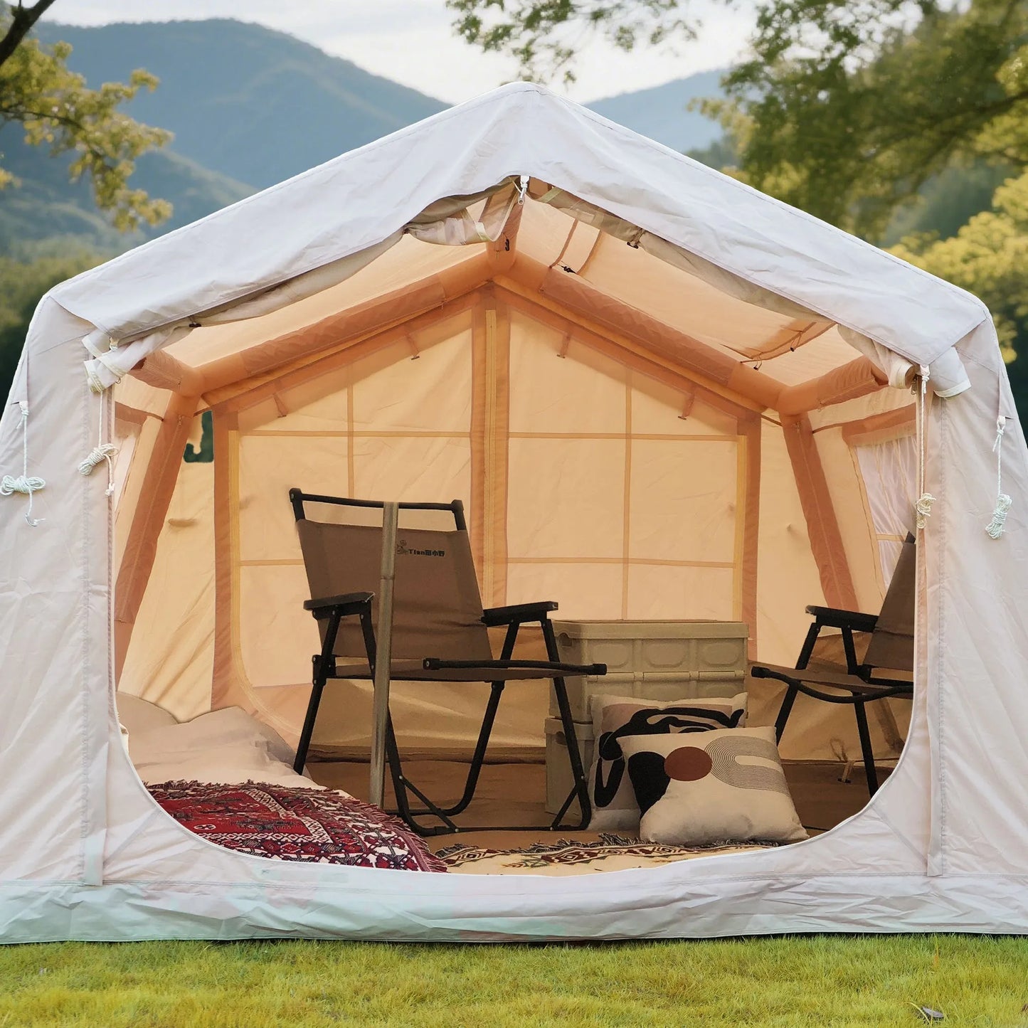 8 m ² Inflatable Tents for Camping, Blow Up Tent with Hand Pump, Easy Setup InflatableTent 4 Season Tent, Waterproof Oxford Air Glamping Tents for – view 8
