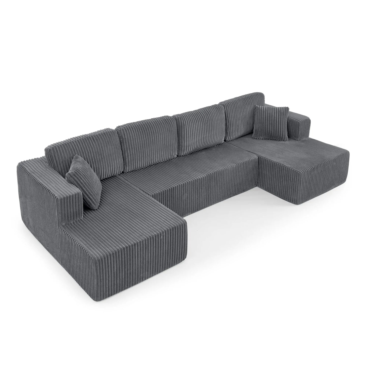 U shape Modular Sectional Sofa, Compressed Sectional Sofa Modern Minimalist Style Corduroy Couch, Sleeper Sofa for Living Room, Bedroom, Comfy – view 8