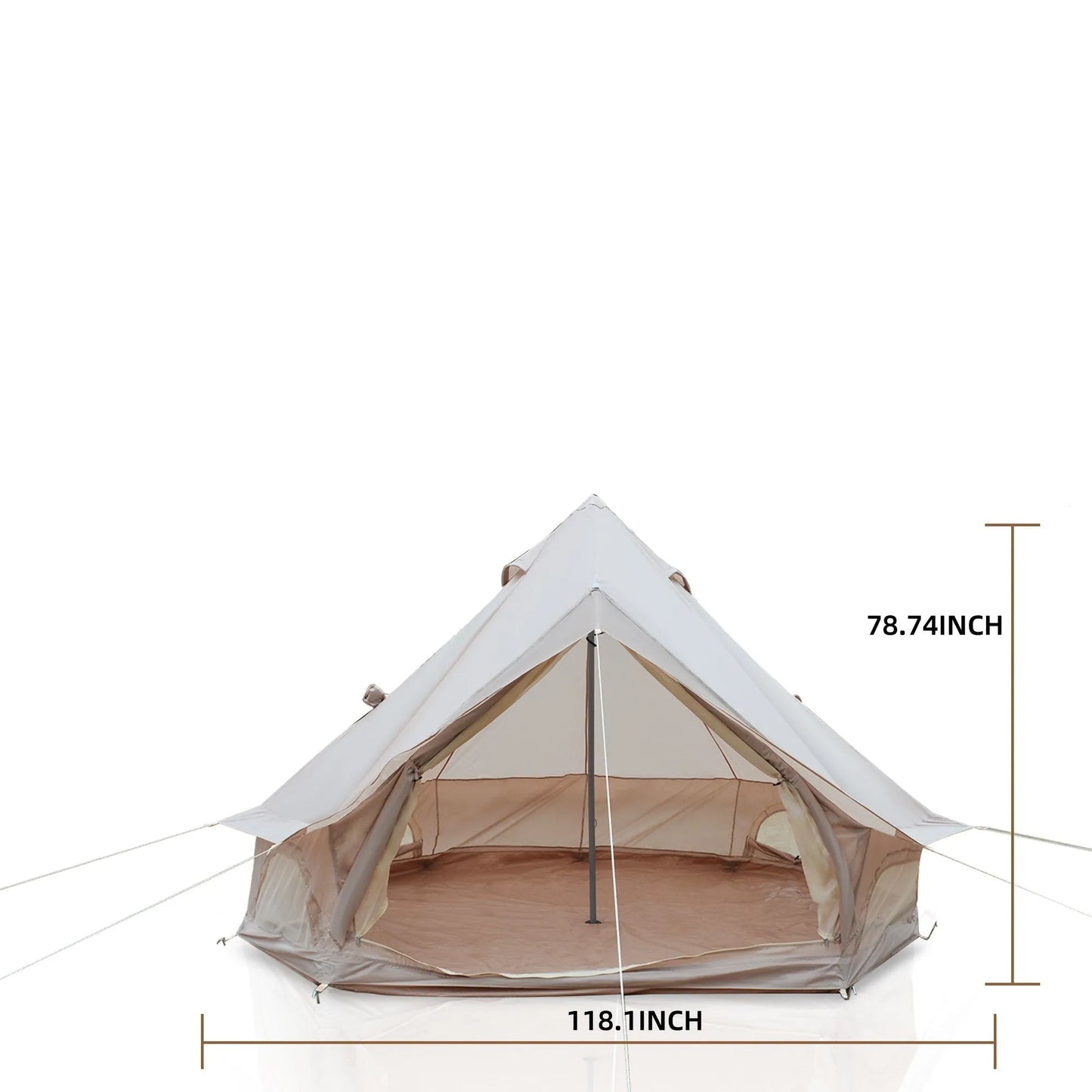 Oxford Bell Tent for Family Camping - Spacious 9.8ft Yurt with Stove Jack, Large Glamping Tents for 3-4 People, 4 Season Oxford Hot Tent Shelter Beige – view 8