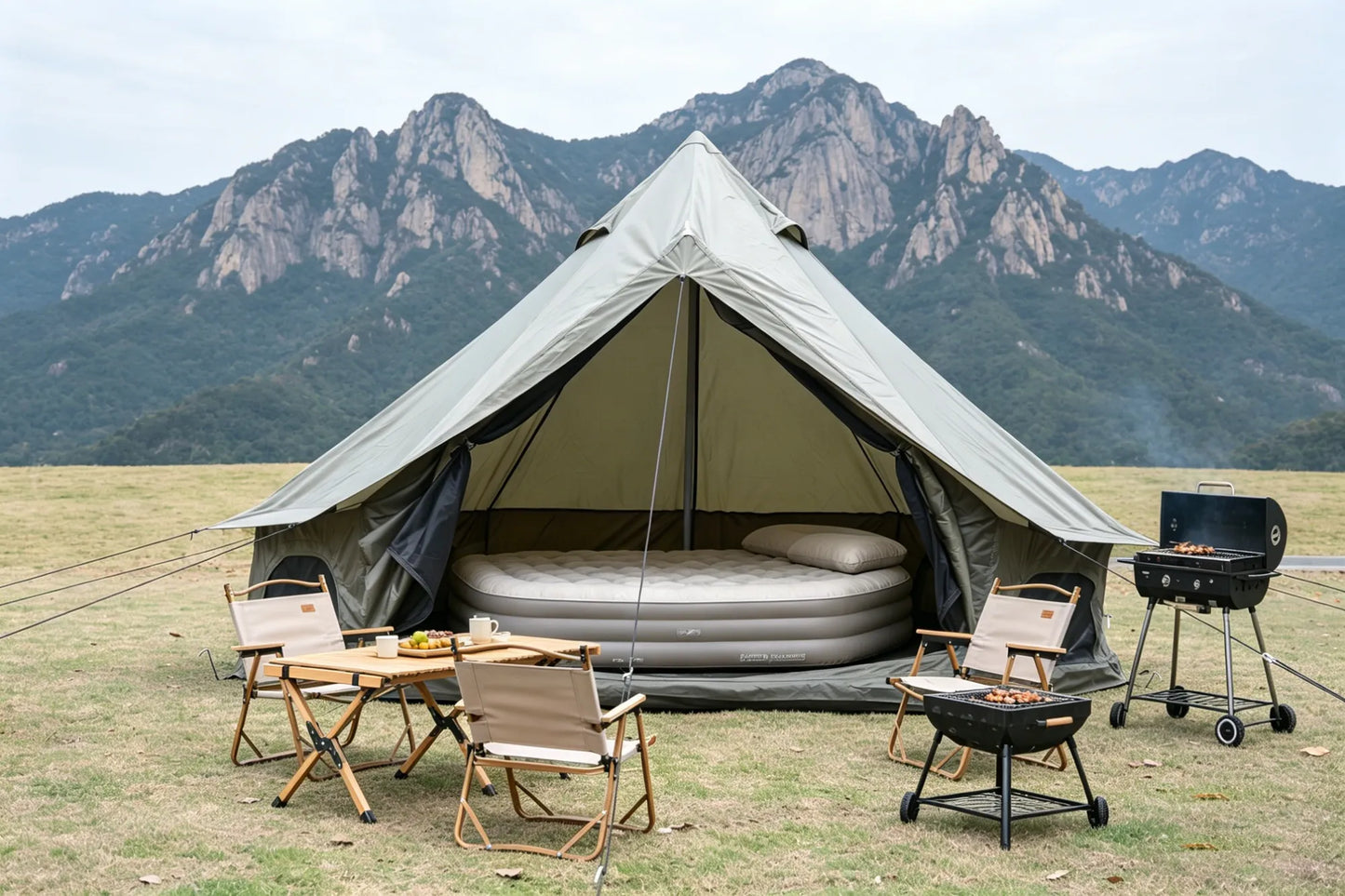 Oxford Bell Tent for Family Camping - Spacious 9.8ft Yurt with Stove Jack, Large Glamping Tents for 3-4 People, 4 Season Oxford Hot Tent Shelter Green – view 8