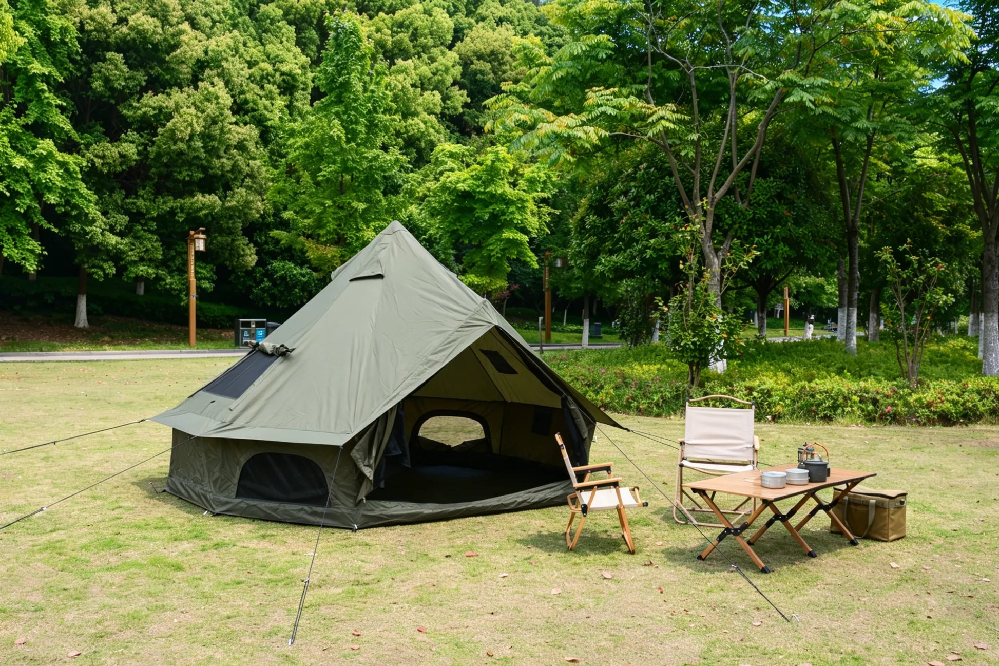 Oxford Bell Tent for Family Camping - Spacious 13.1ft Yurt with Stove Jack, Large Glamping Tents for 4-8 People, 4 Season Oxford Hot Tent Shelter – view 8