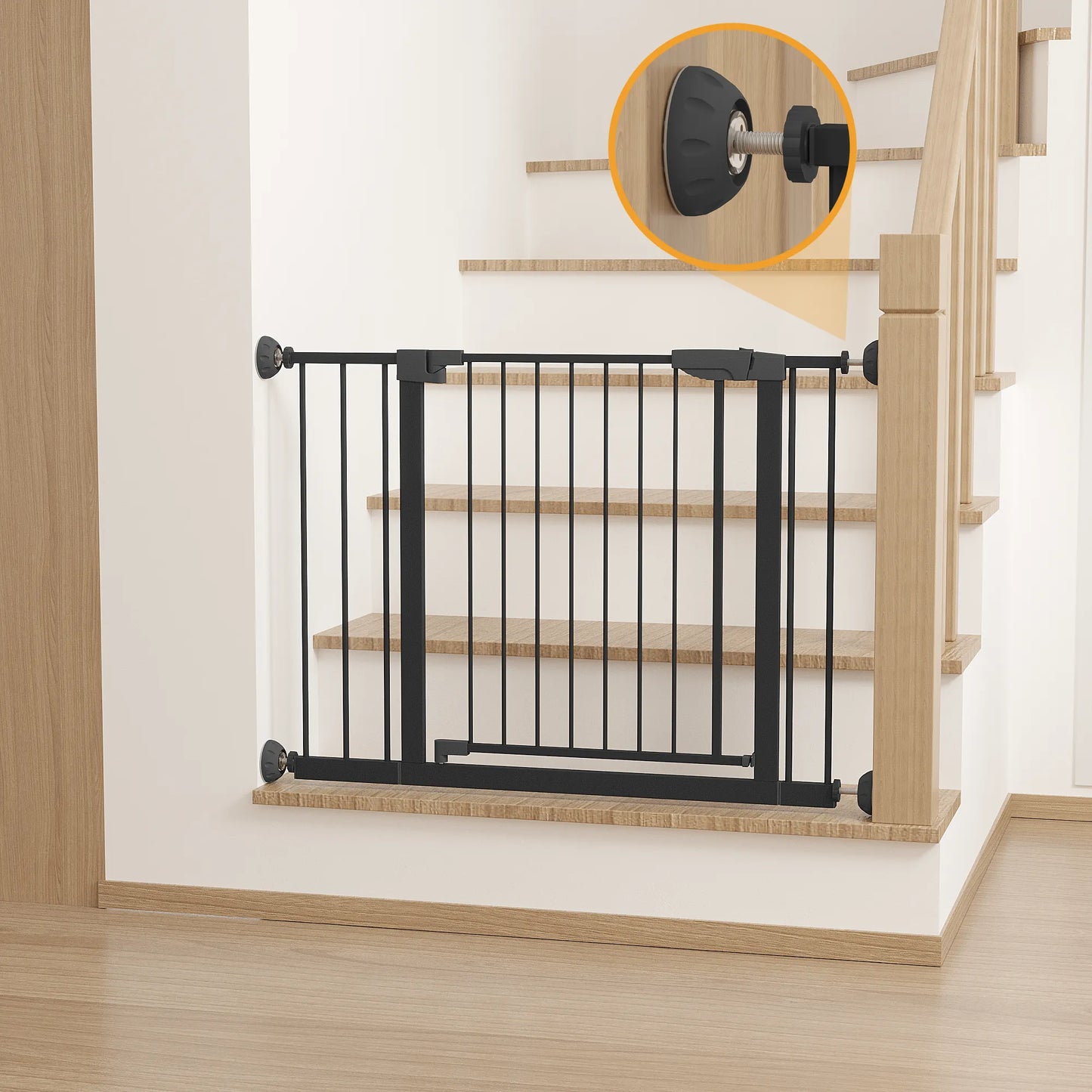 29.5-45.3' Wide Baby Gate with wall protector for Stairs, Dog Gate Indoor for Doorways, No Drilling Pressure Mounted Pet Gates for Kids, Easy Walk – view 8