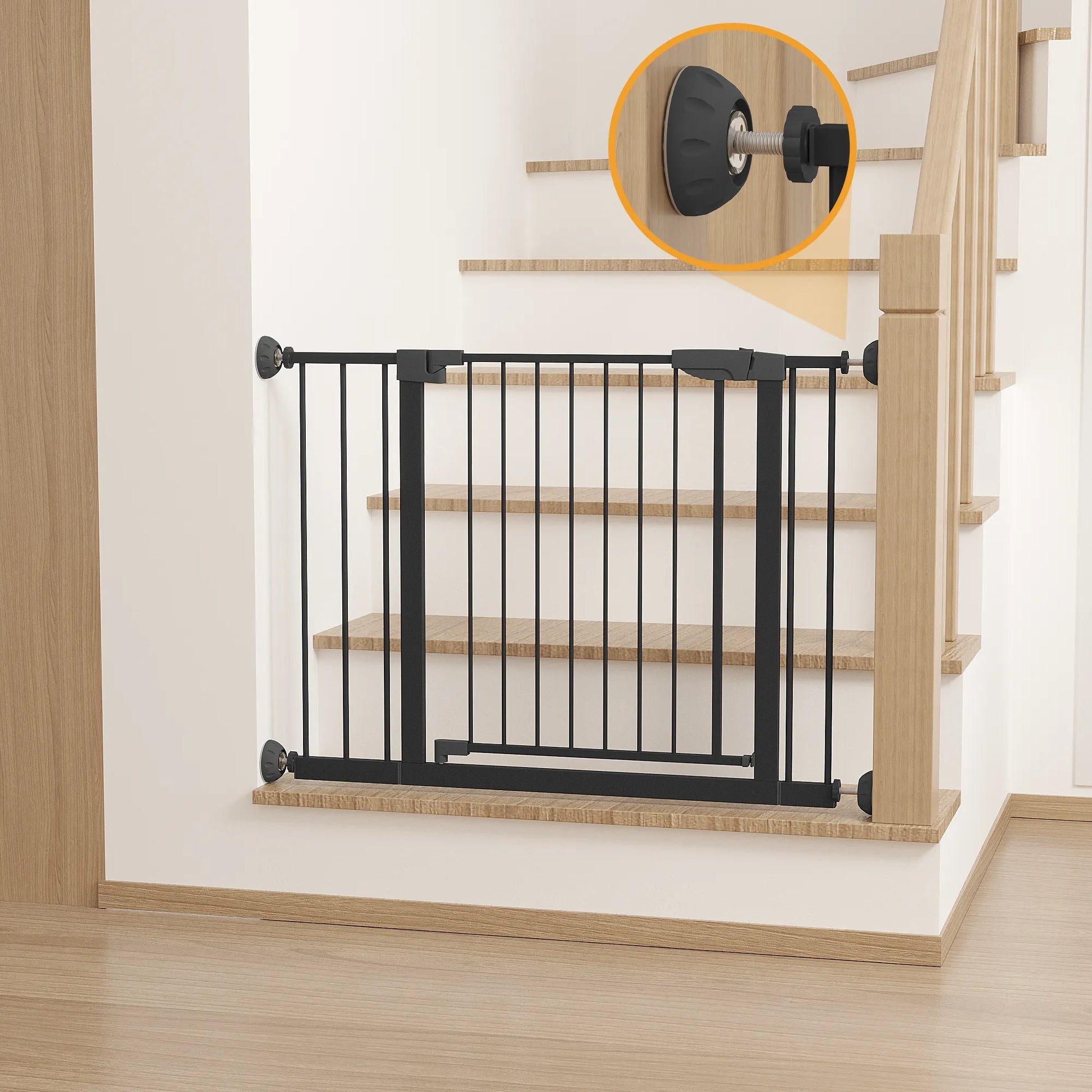 29.5-45.3' Wide Baby Gate with wall protector for Stairs, Dog Gate Indoor for Doorways, No Drilling Pressure Mounted Pet Gates for Kids, Easy Walk – view 8