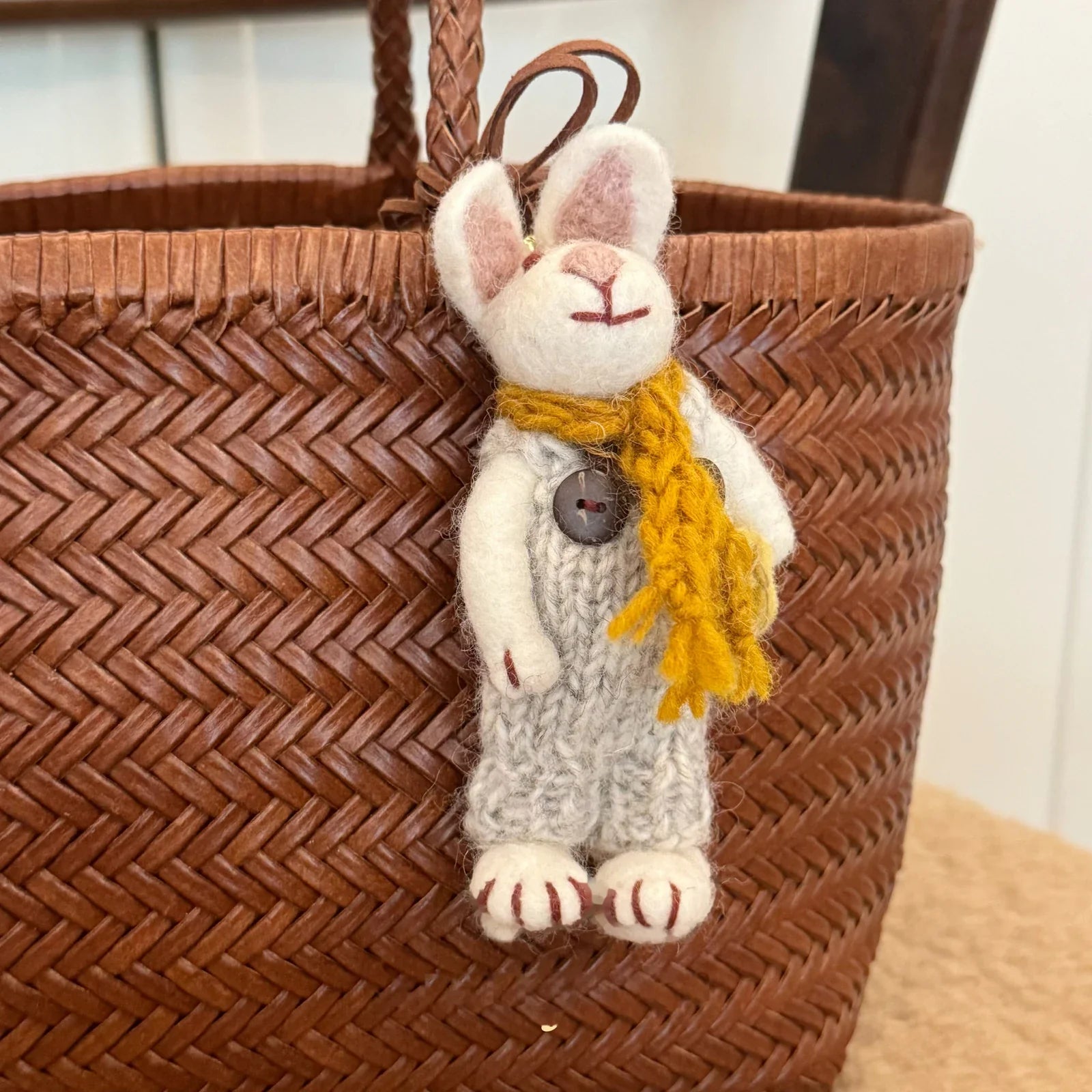 Yellow scarf rabbit wool felt charm