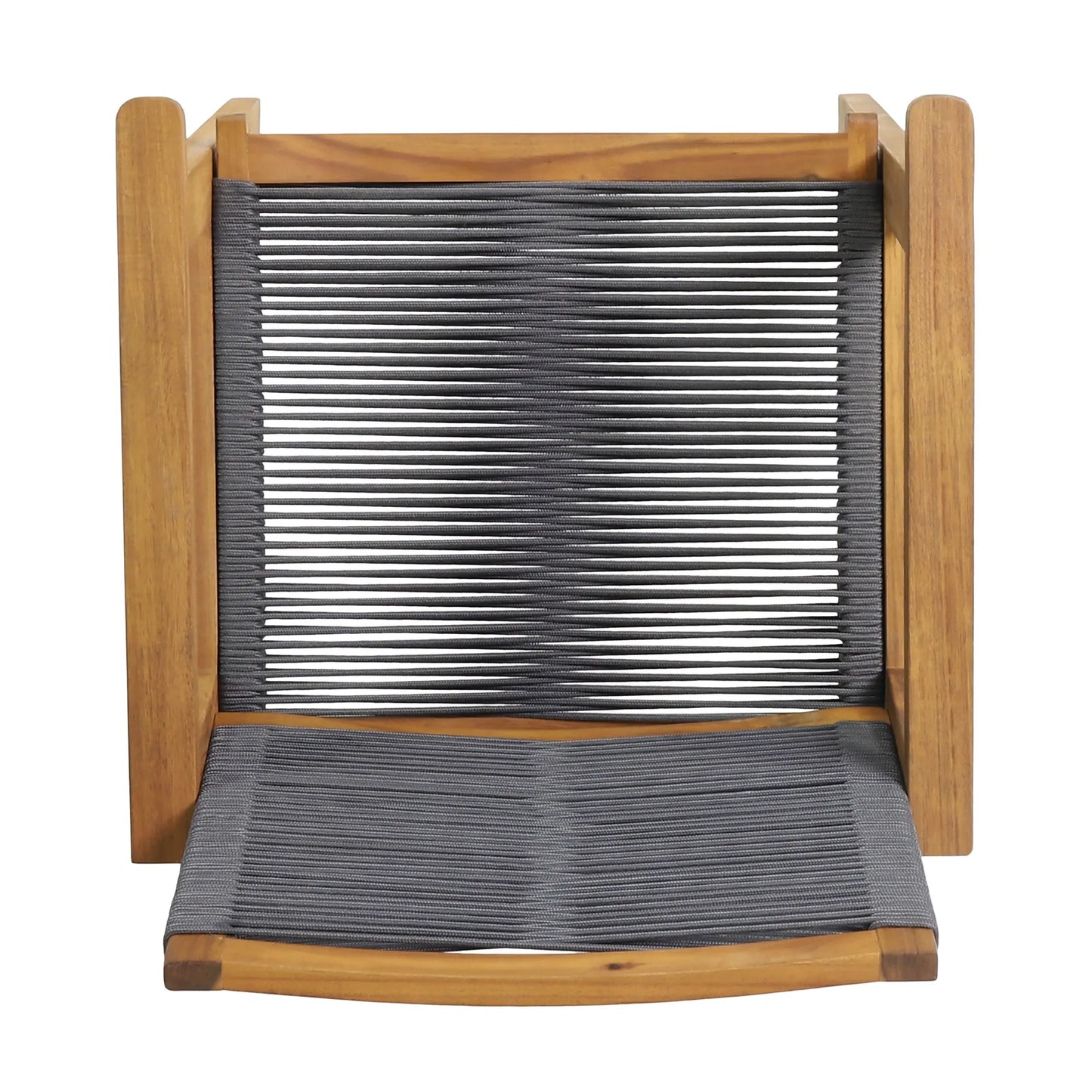 Outdoor Dining Chair Set of 2, Dark Grey Rope, Acacia Wood Frame – view 9