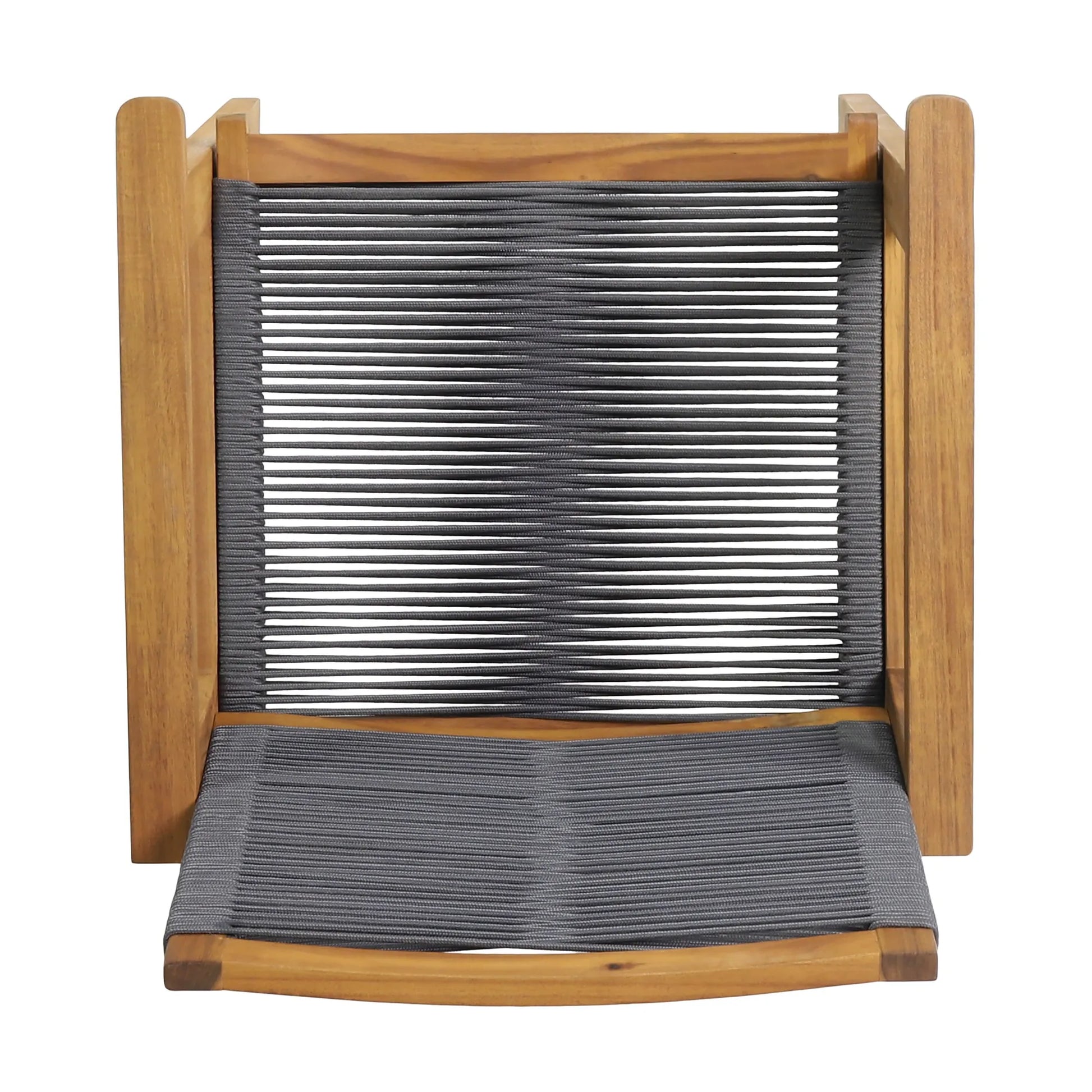 Outdoor Dining Chair Set of 2, Dark Grey Rope, Acacia Wood Frame – view 9