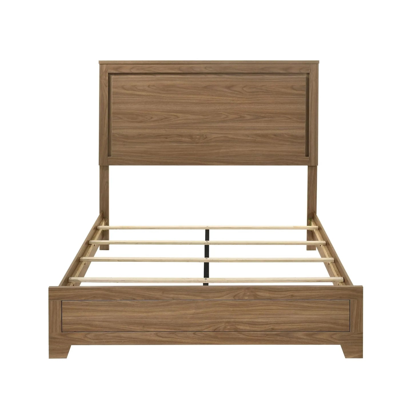 Walnut / Chestnut 3pc Set Queen Size Bed Dresser And Mirror Panel HB Bedroom Furniture Wooden Transitional – view 9