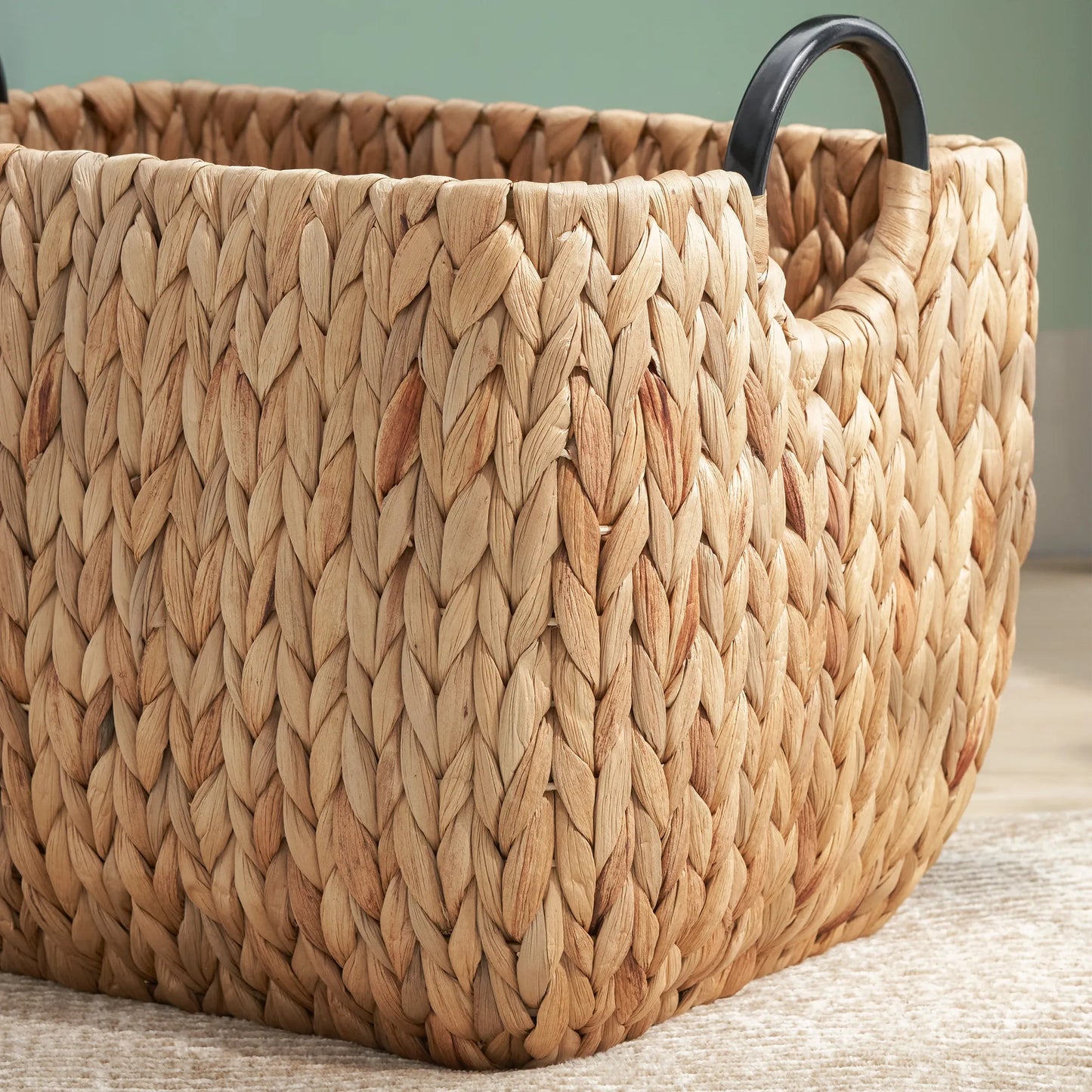 Rectangular Multi Purpose Water Hyacinth Woven Wicker Baskets with Handles - 16' x 12' x 13' - Natural Brown - For Towel, Toys, Magazine and Kitchen – view 9