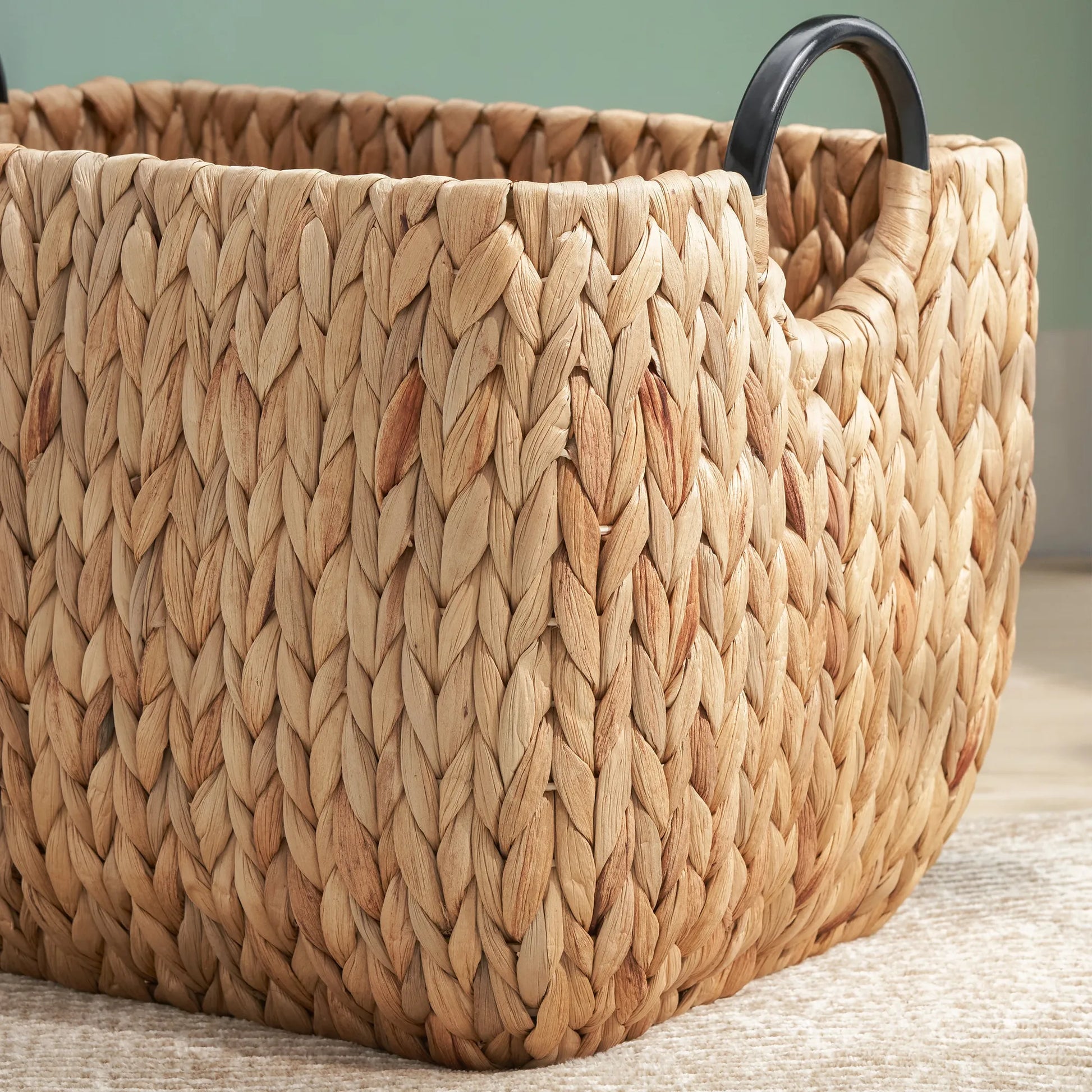 Rectangular Multi Purpose Water Hyacinth Woven Wicker Baskets with Handles - 16' x 12' x 13' - Natural Brown - For Towel, Toys, Magazine and Kitchen – view 9