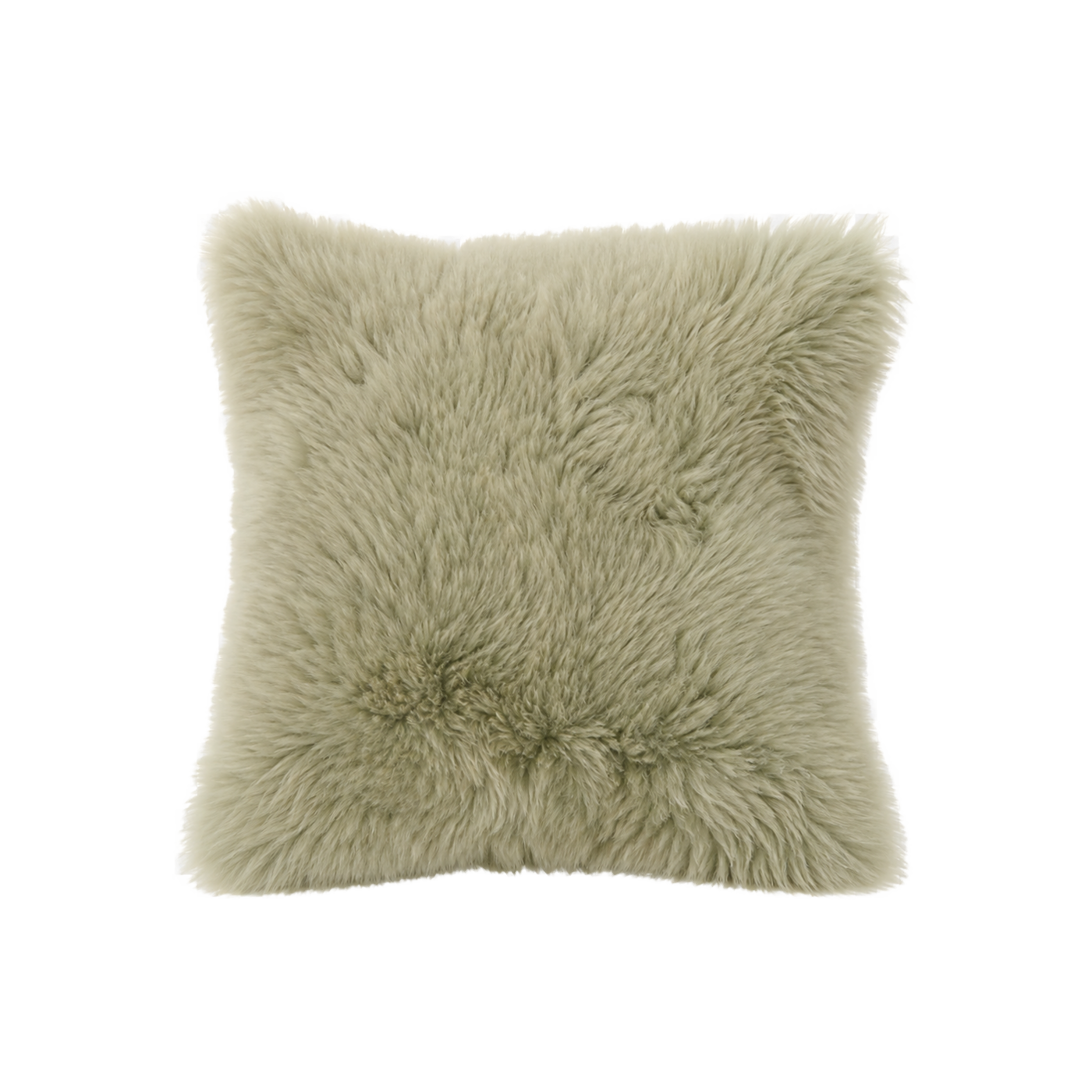 Sage Green genuine Australian wool pillow on transparent background