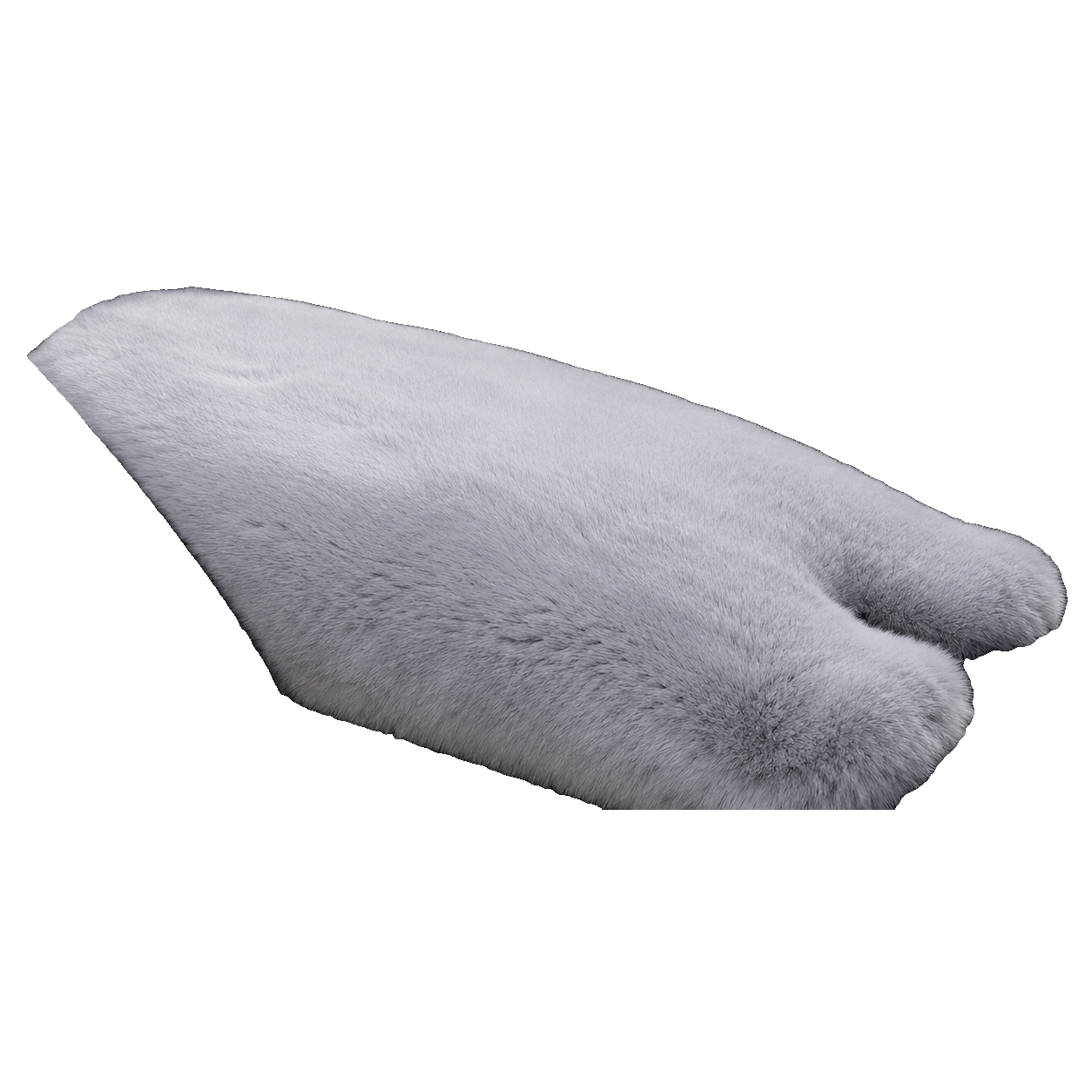 Light Gray genuine Rex rabbit fur center console armrest pad on transparent background