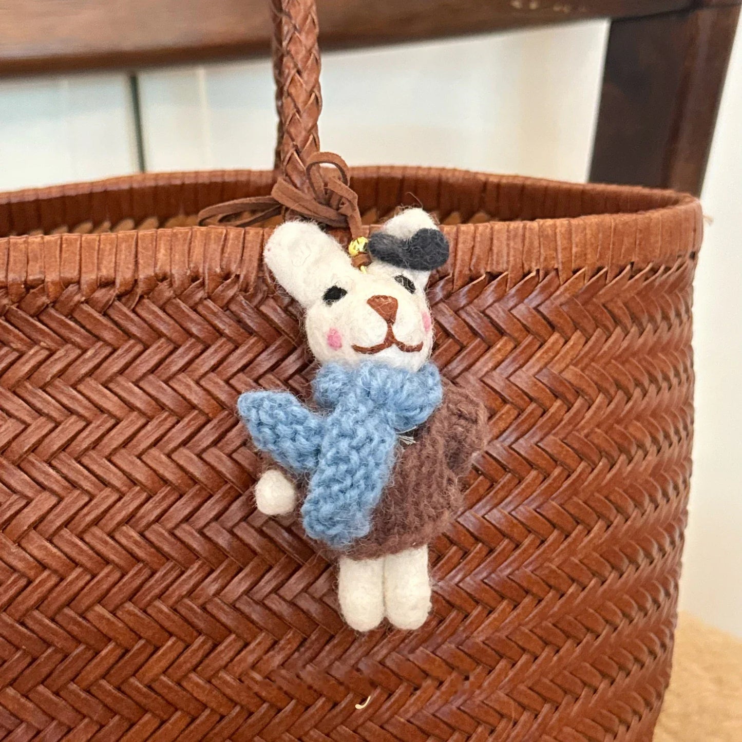 Mocha sweater rabbit wool felt charm