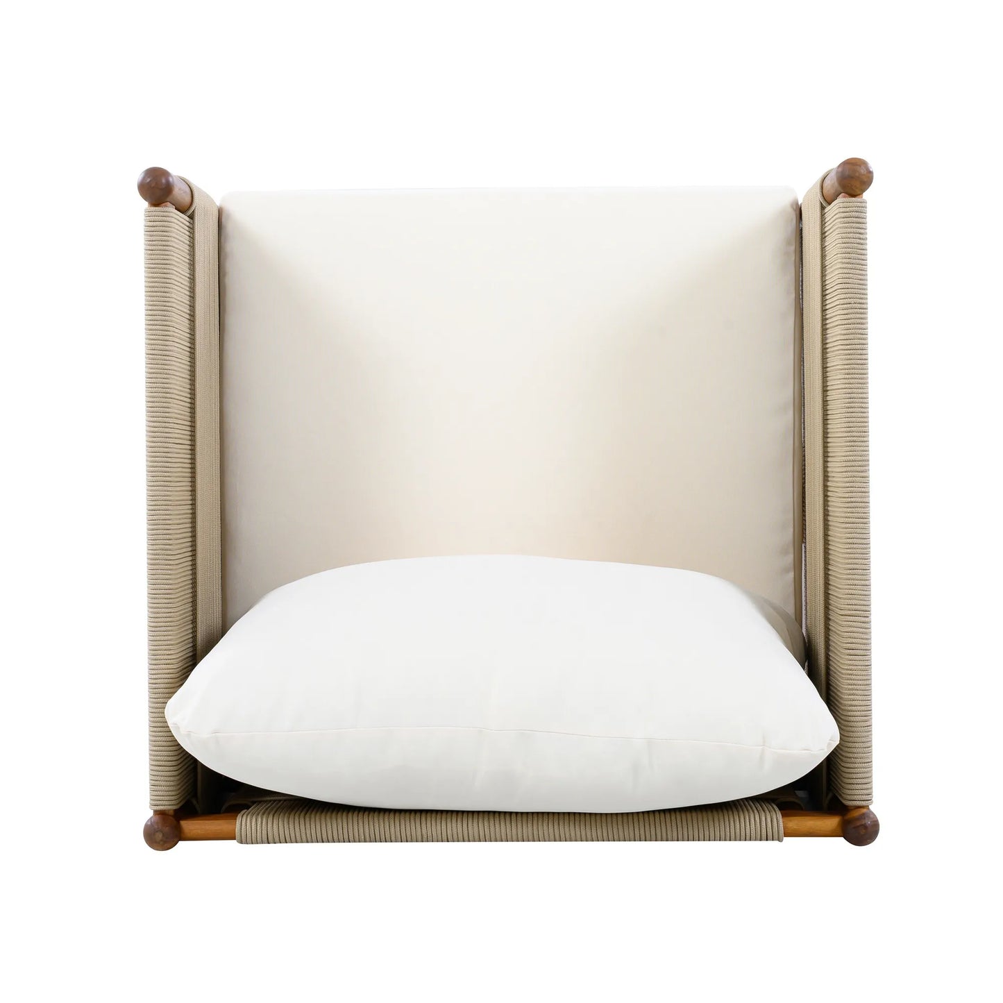 Outdoor Acacia Wood Club Chair with Diamond Rope Weave & Cushions, Teak Finish – view 9
