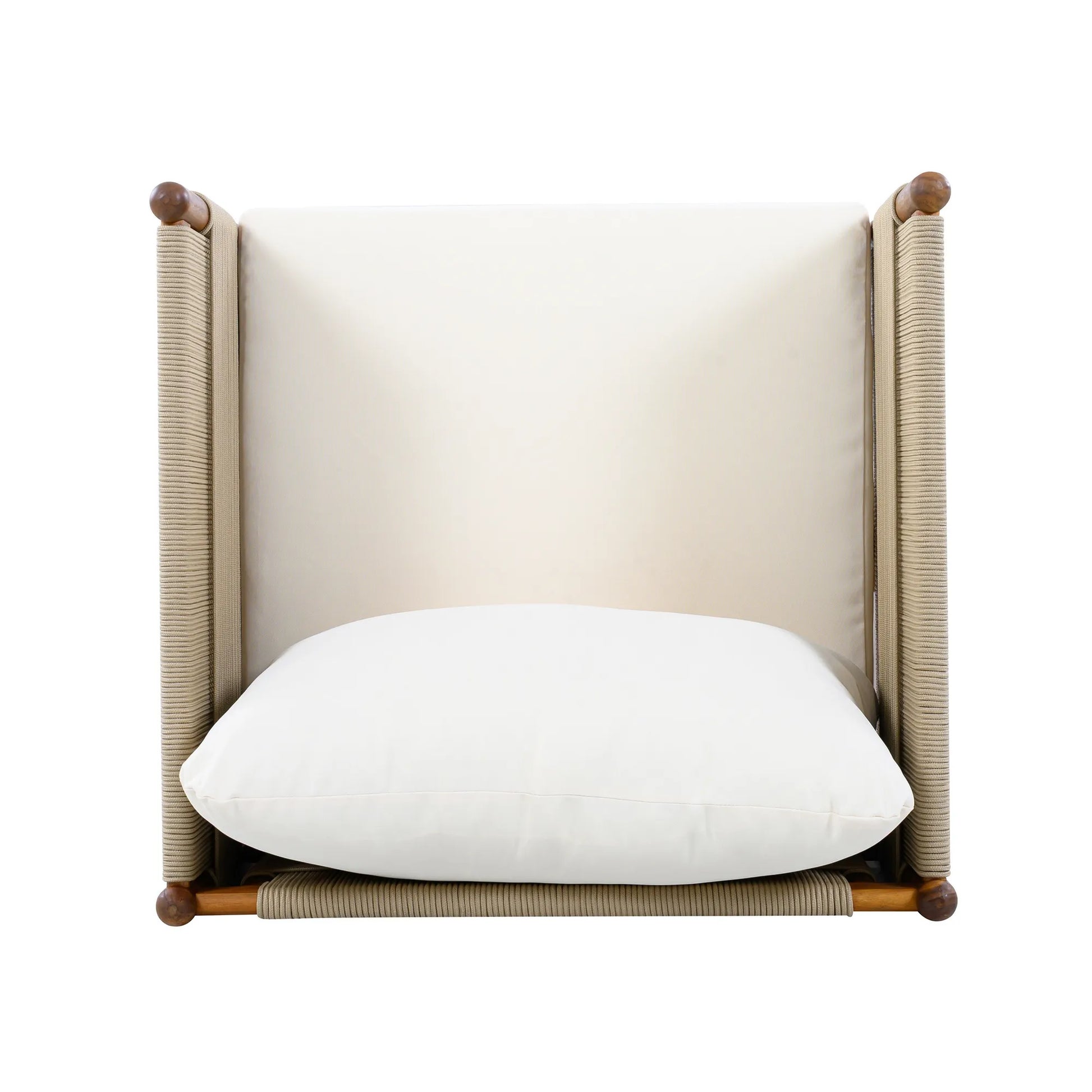 Outdoor Acacia Wood Club Chair with Diamond Rope Weave & Cushions, Teak Finish – view 9