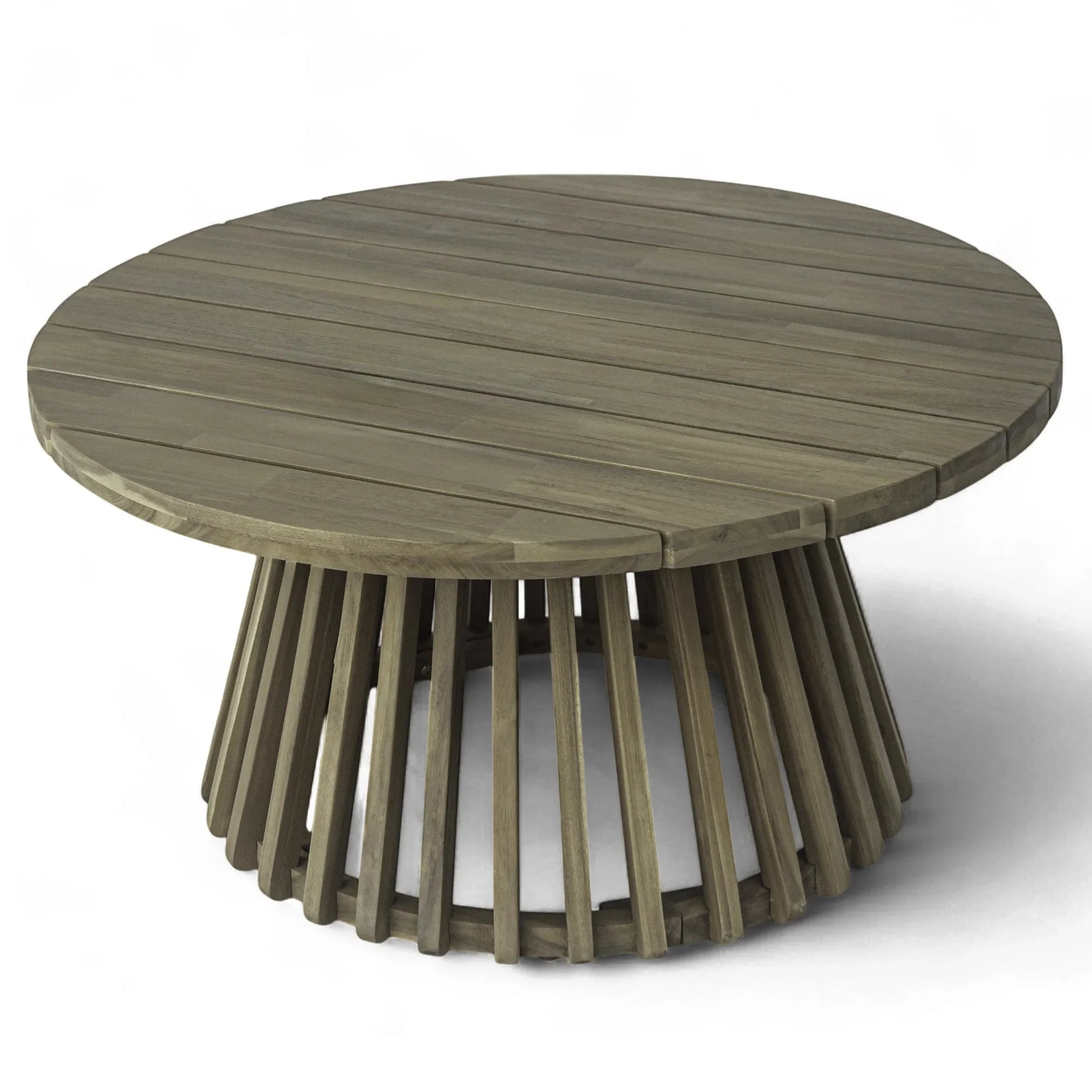 Outdoor Acacia Wood Patio Coffee Table, Round Coffee Table for Backyard, Lawn, Balcony,Grey Finish – view 9