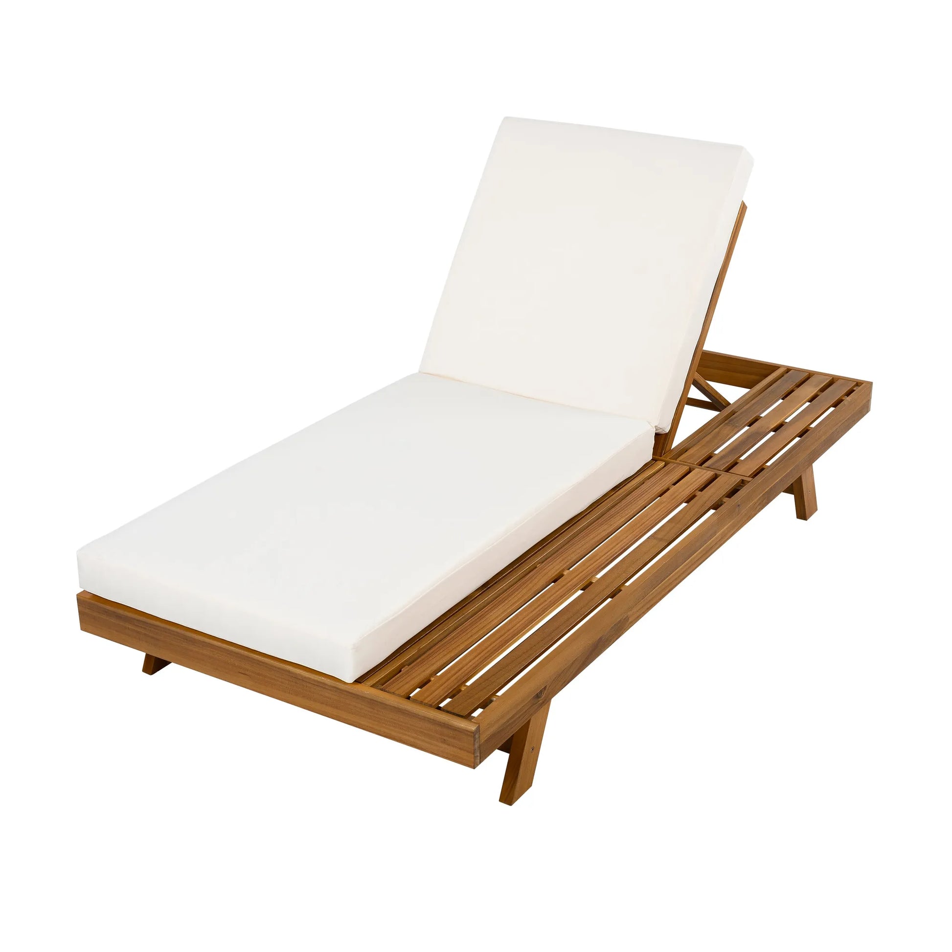 LOUNGE CHAISE SET, SPACE AVAILABLE ON ONE SIDE,ACACIA WOOD WITH WATER-RESISTANT LOUNGE CUSHIONS (CREAM & 4 INCH THICK) - MATCHING DARK GREY VERSION – view 9
