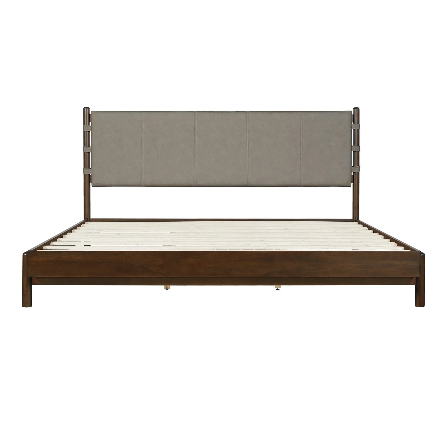 Modern King Bed Frame Set with 2 Nightstands, Light Gray Wood Platform Bed with Headboard and Matching Bedside Tables for Bedroom – view 9