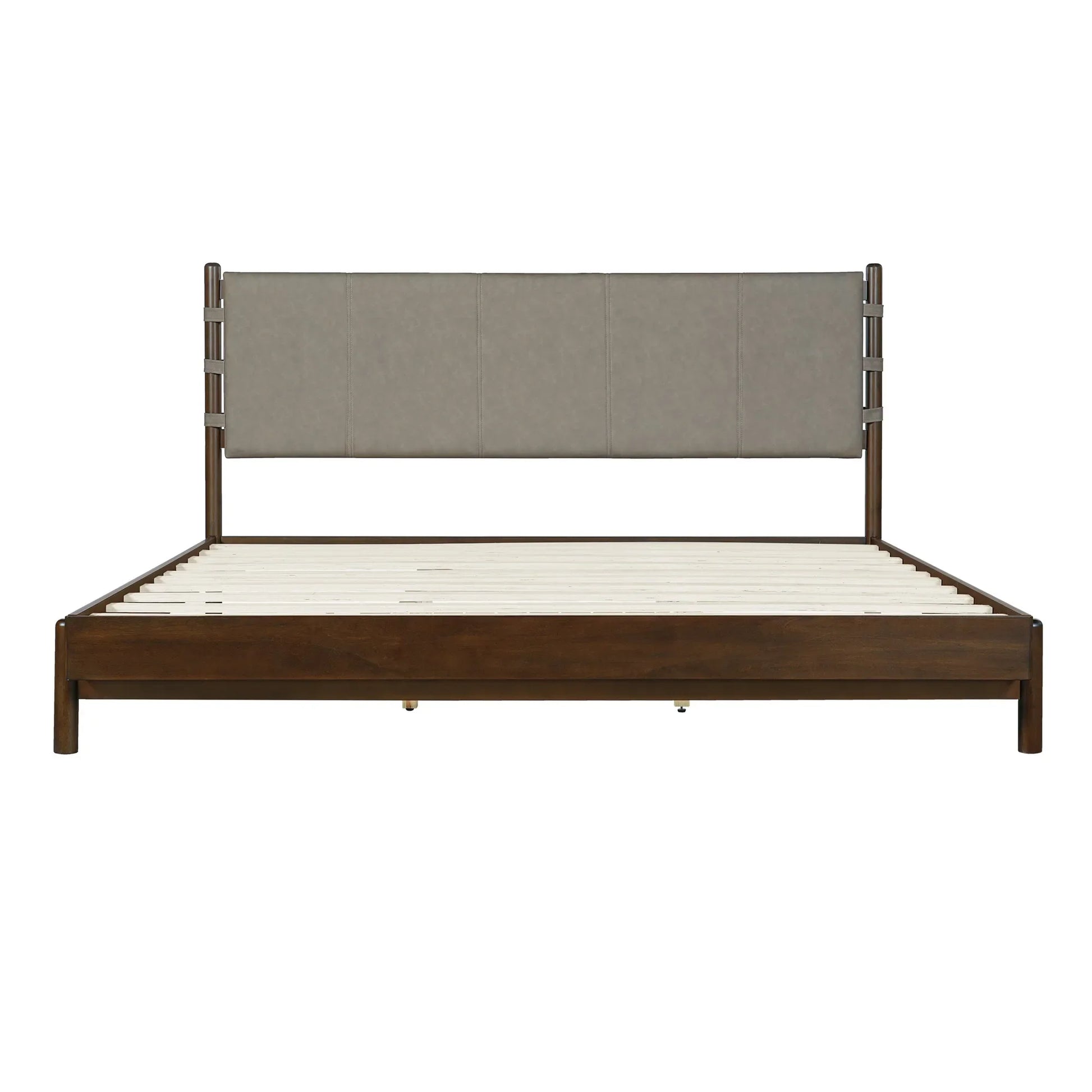 Modern King Bed Frame Set with 2 Nightstands, Light Gray Wood Platform Bed with Headboard and Matching Bedside Tables for Bedroom – view 9
