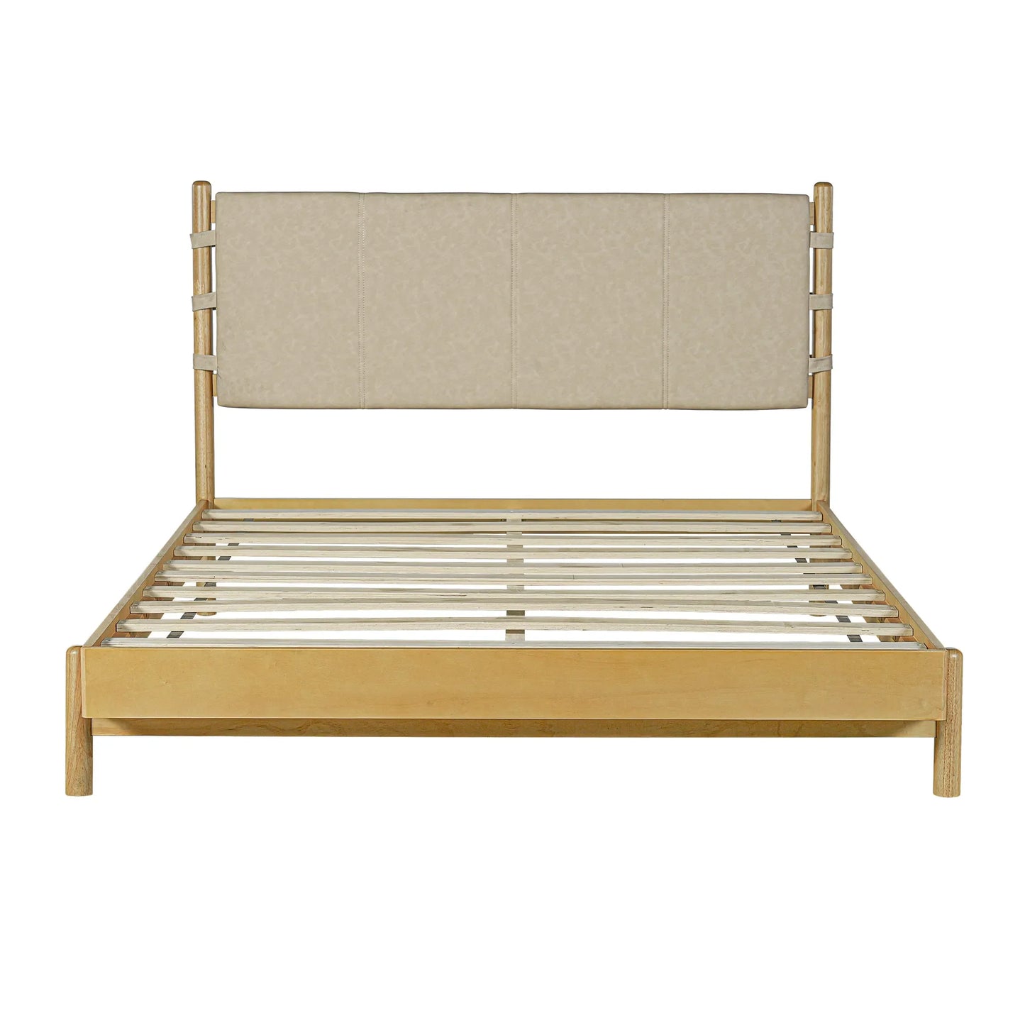 Modern Queen Bed Frame Set with 2 Nightstands, Beige Wood Platform Bed with Headboard and Matching Bedside Tables for Bedroom – view 9