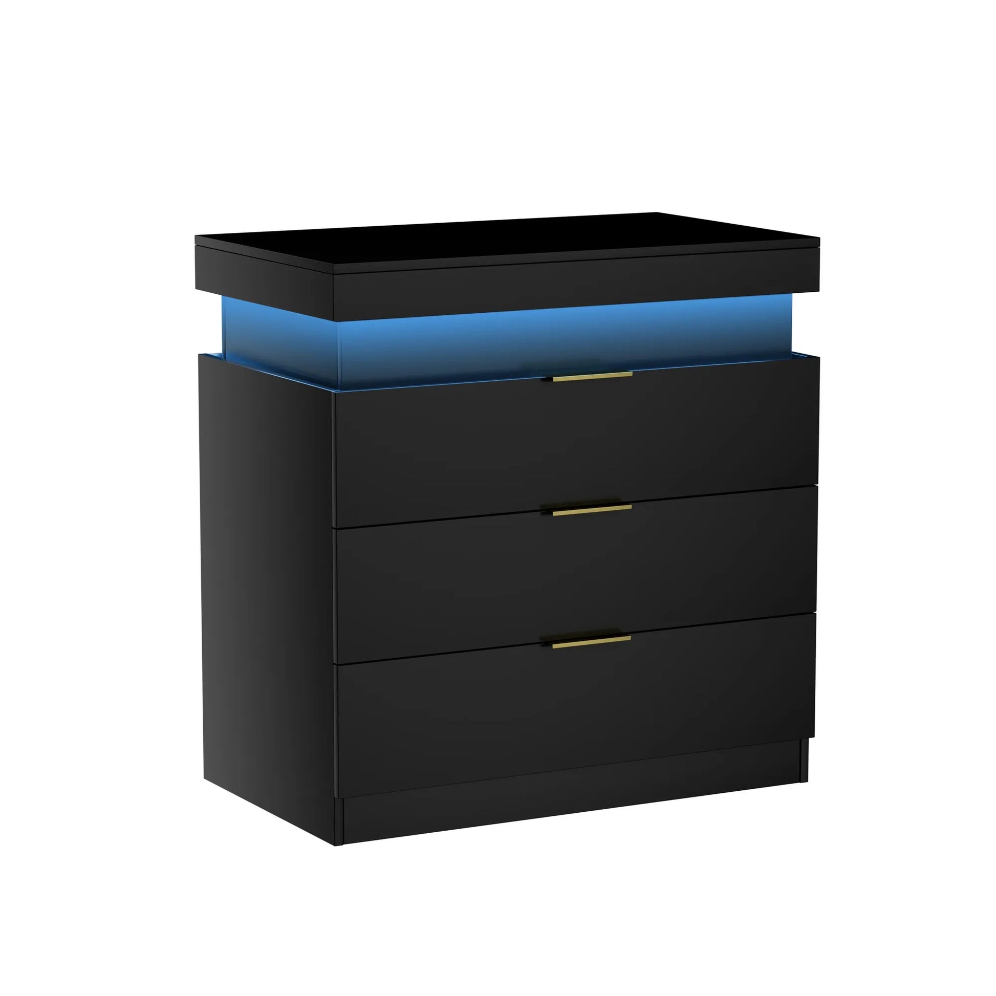Nightstand with Charging Station and LED Lights,Night Stand with Sliding Top for Bedroom,Bedside Table with Drawers,Modern End Side – view 9