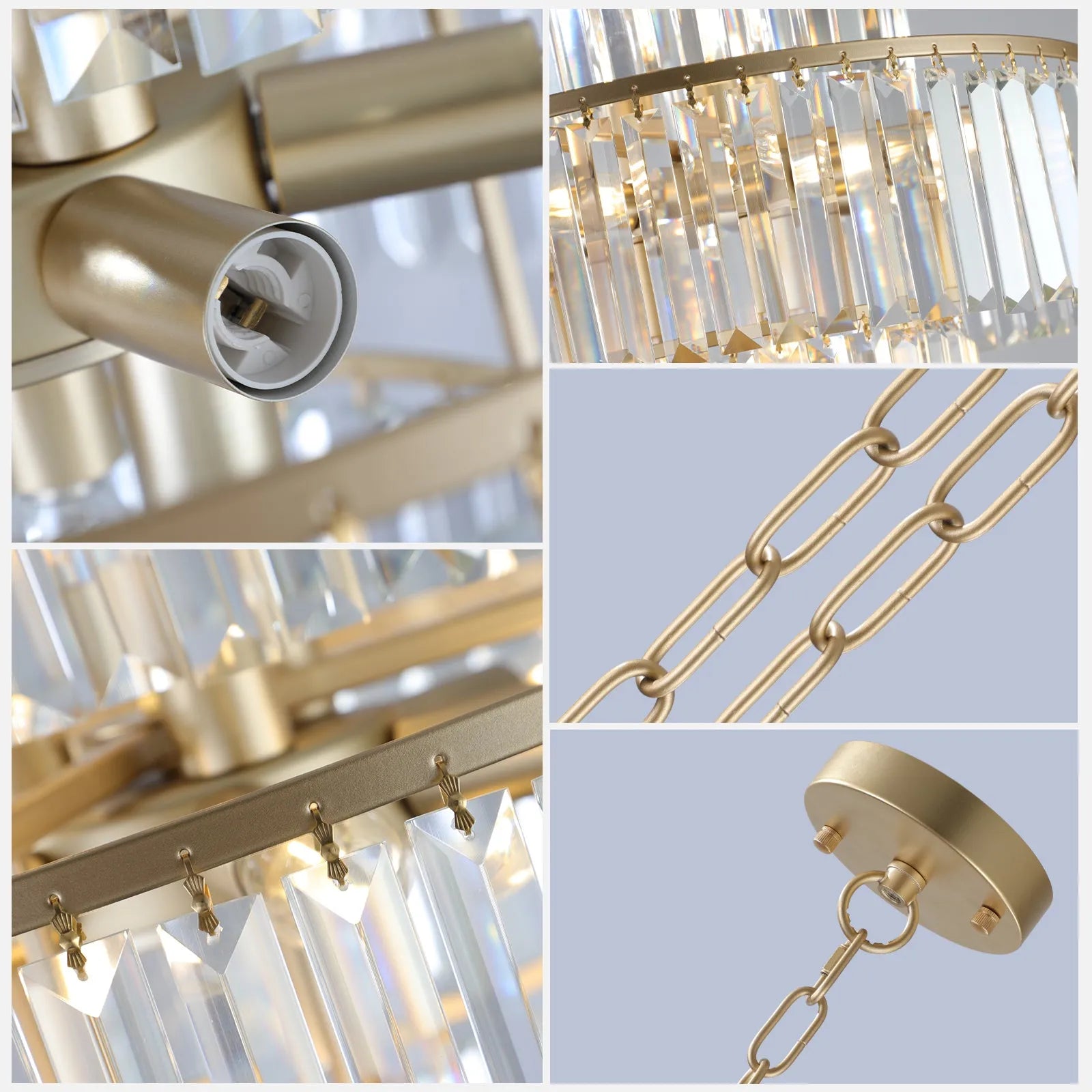20' Modern Crystal Chandelier with Gold Finish, 4-Tier Design for Dining Room or Living Room, Elegant Crystal Pendant Light Fixture (Bulb Not – view 9