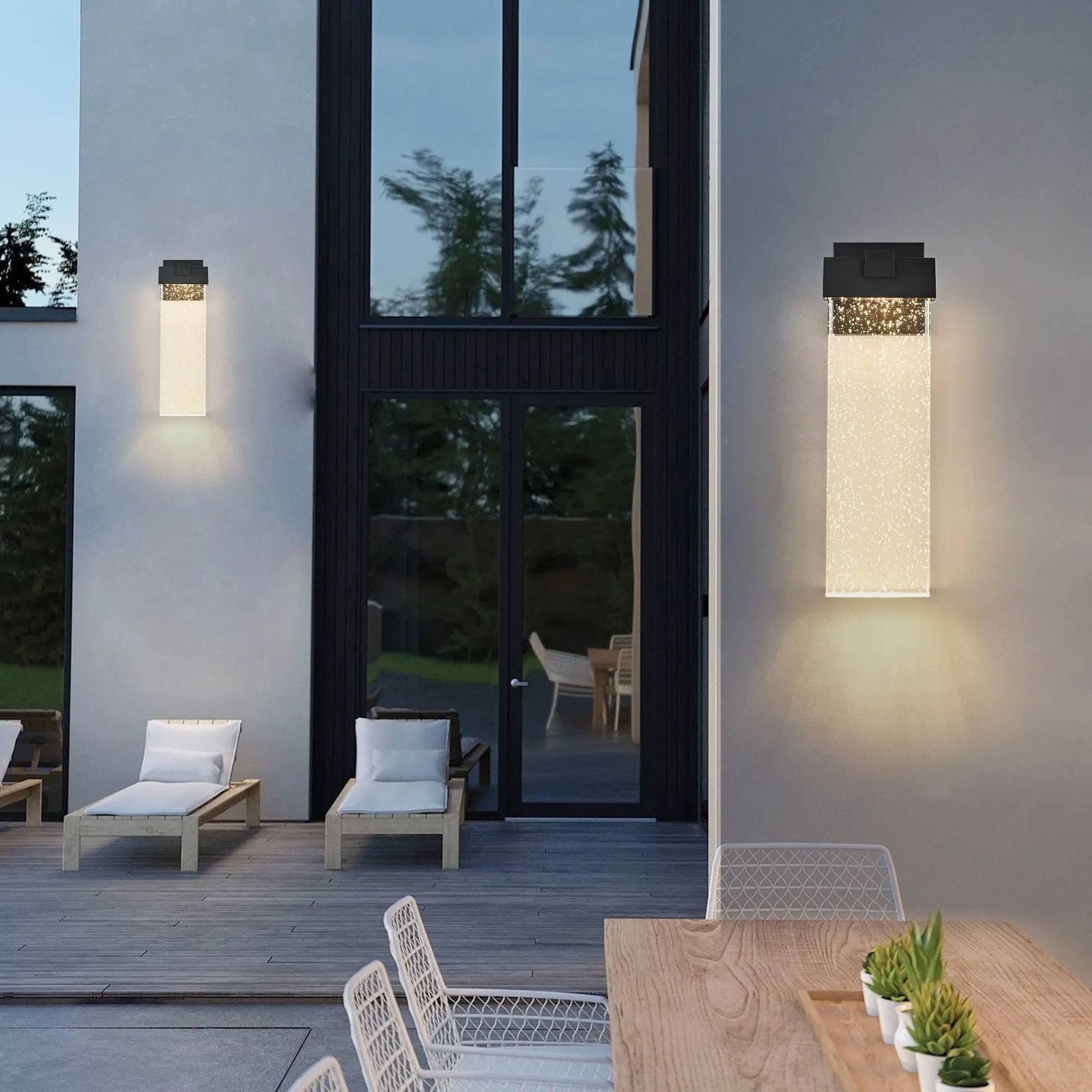 18'(H) 1-pack 12W Modern Outdoor Wall Light Fixture, Weatherproof LED Wall Sconce with Bubble Crystal, Black Finish, Up and Down Lighting for Porch – view 9
