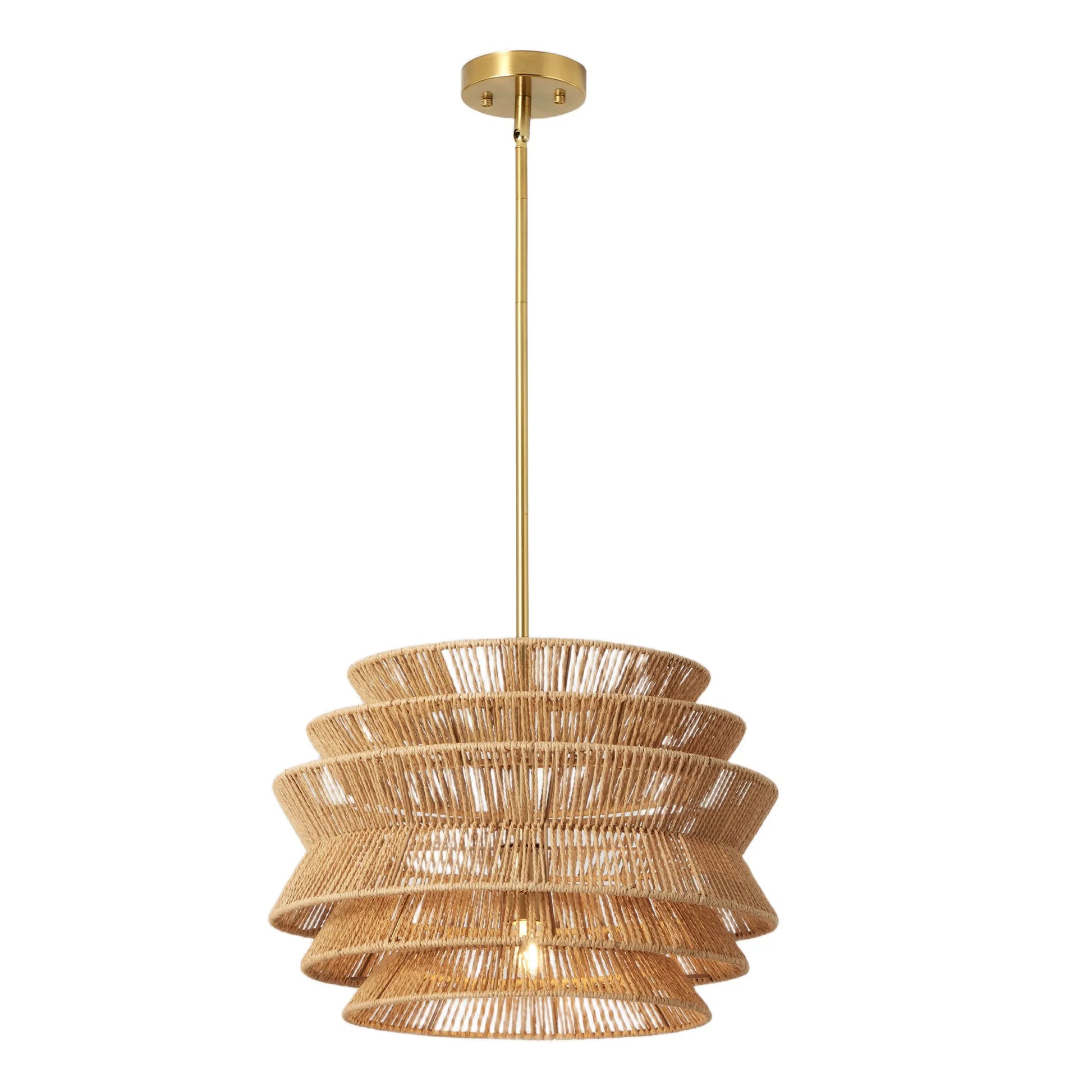 17.3' Rattan Pendant Light,Hand-Woven Rustic Wicker Hanging Light Seagrass Ceiling Chandelier,Water Plants Rattan Chandelier for Dining Living – view 9