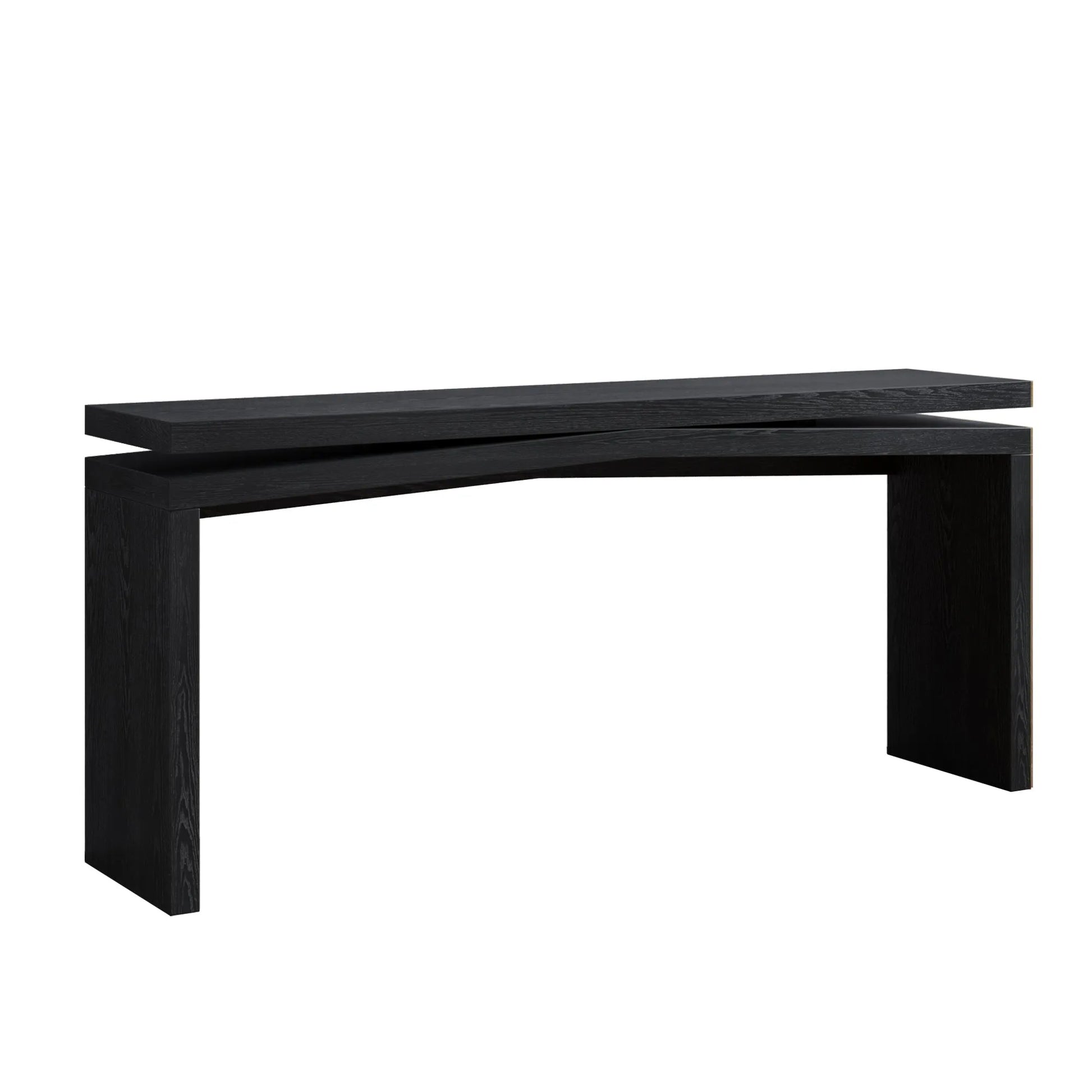 65-Inch Rustic Solid Wood Veneer Console Table, Long Farmhouse Entryway Sofa Table for Living Room, Hallway, Behind Couch, Apartment, Black – view 9