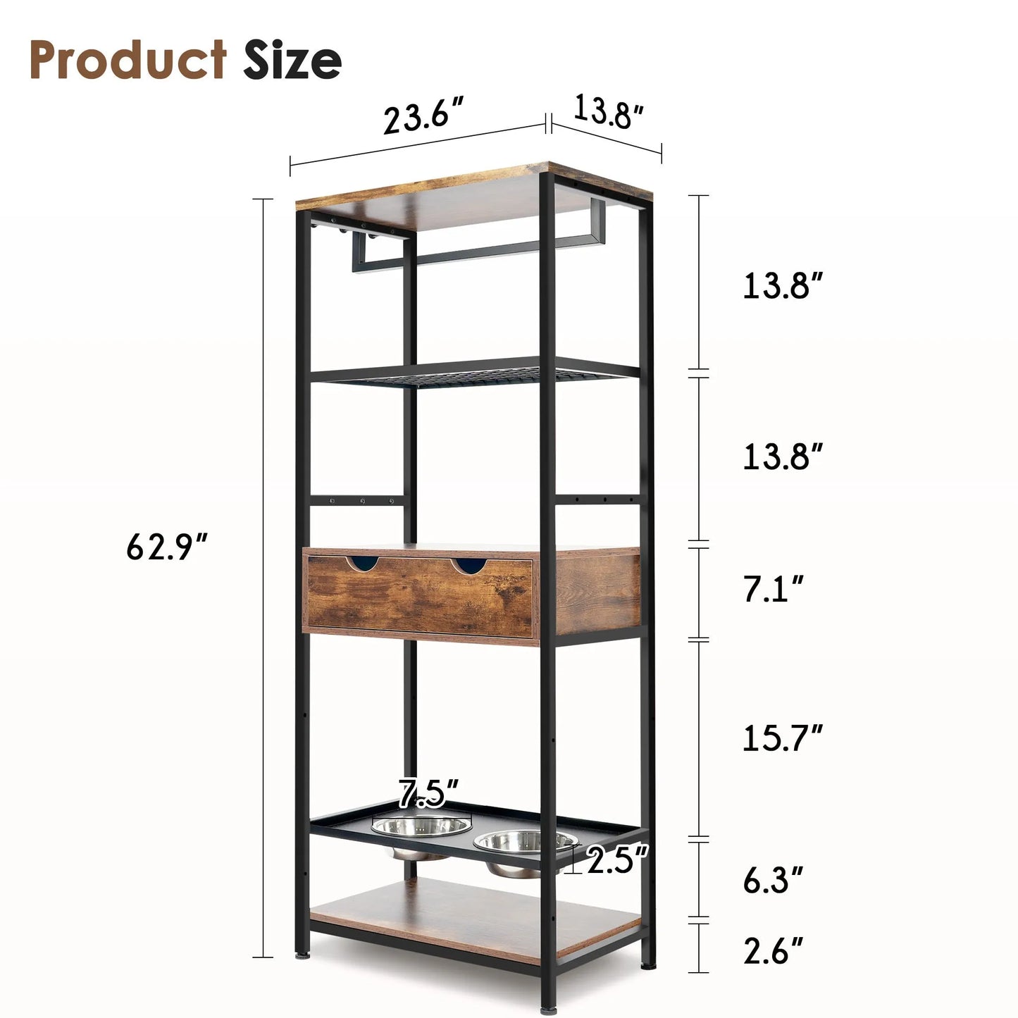 dog feeding station,3 Height Adjustable Raised Dog Bowls, Dog Feeder Station for Large Medium Dogs Cats, Dog Storage with shelves. – view 9