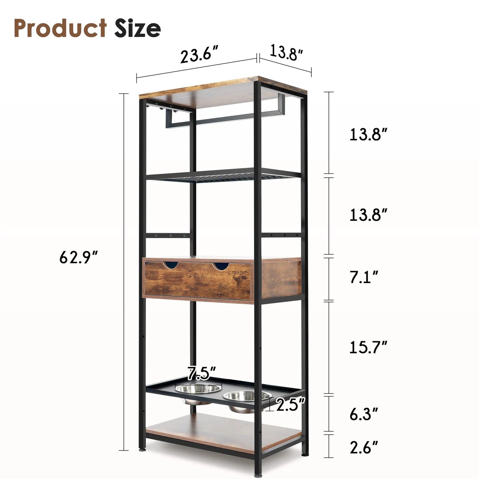 dog feeding station,3 Height Adjustable Raised Dog Bowls, Dog Feeder Station for Large Medium Dogs Cats, Dog Storage with shelves. – view 9