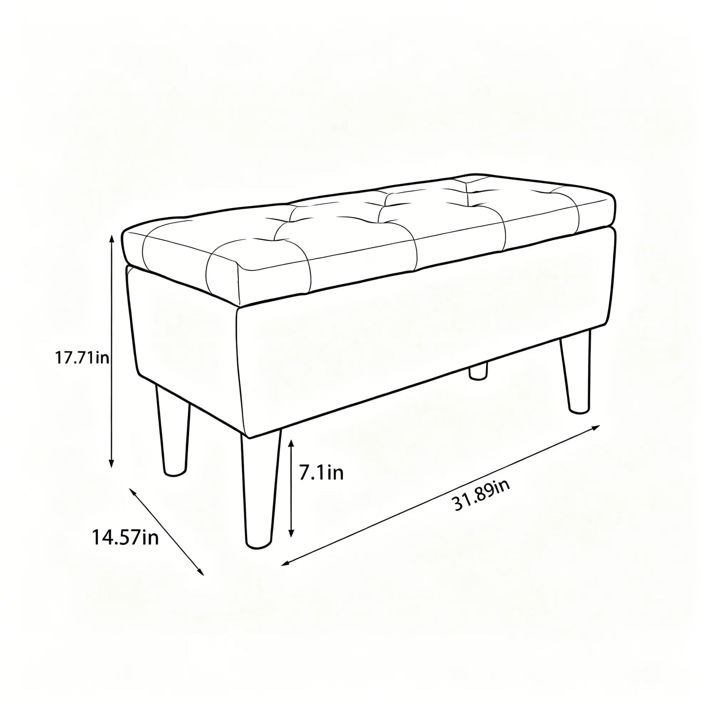 32' Wide Storage Ottoman Bench with Built-in Tray, Square Storage Ottoman for Extra Storage, Upholstered Footrest and End of Bed Bench, Perfect for – view 9