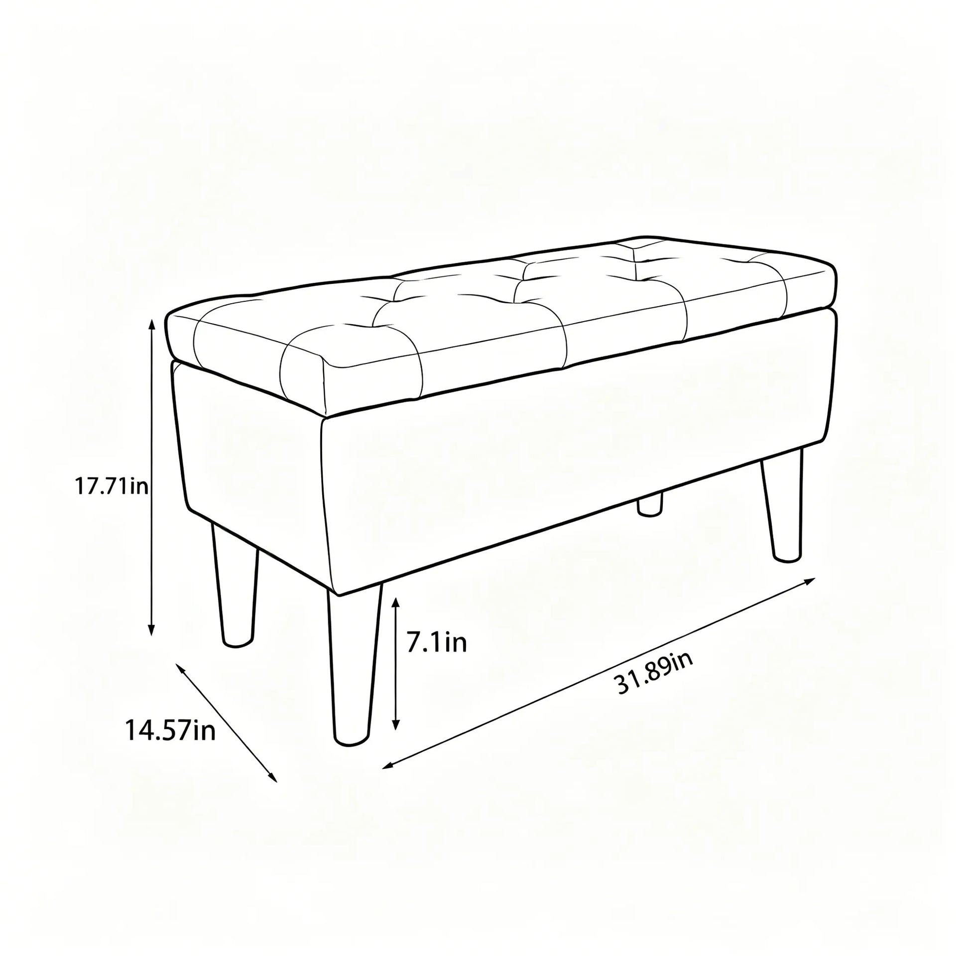 32' Wide Storage Ottoman Bench with Built-in Tray, Square Storage Ottoman for Extra Storage, Upholstered Footrest and End of Bed Bench, Perfect for – view 9