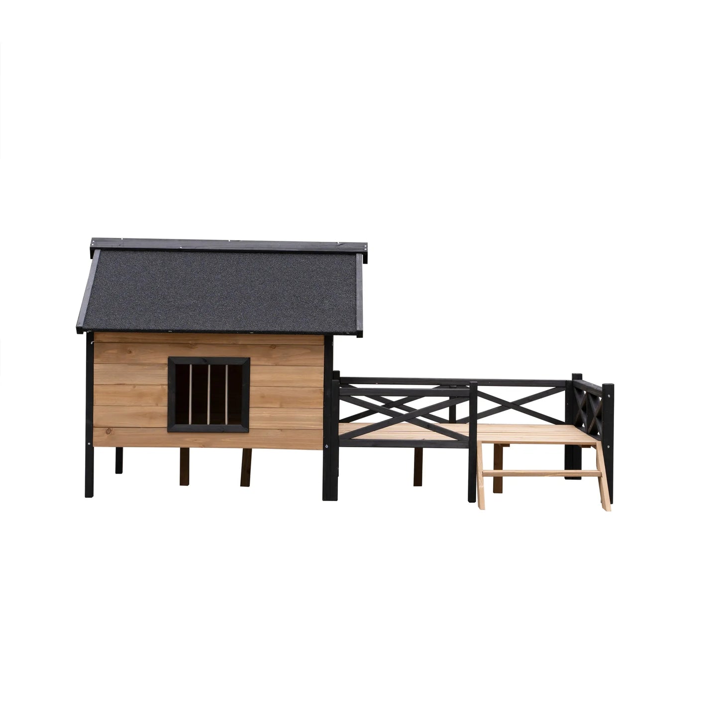 Outdoor Large Wooden Cabin House Style Wooden Dog Kennel with Porch – view 9