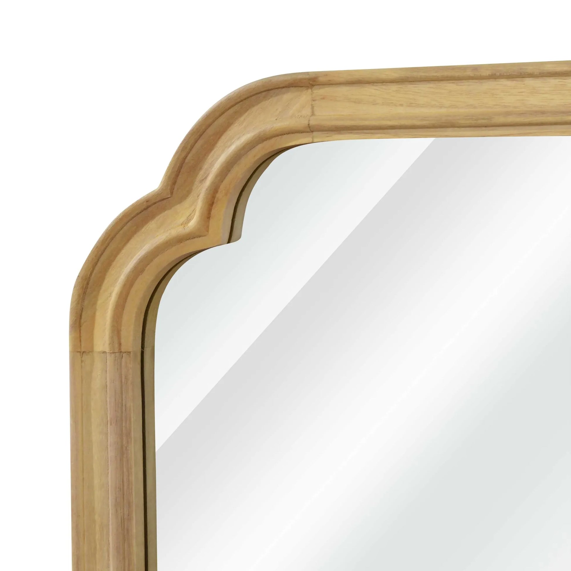 Natural Wood Color 20' x 30' Solid Wood Frame Rounded Corner Decorative Mirror, For Bedroom, Bathroom, Living Room, Entryway – view 9