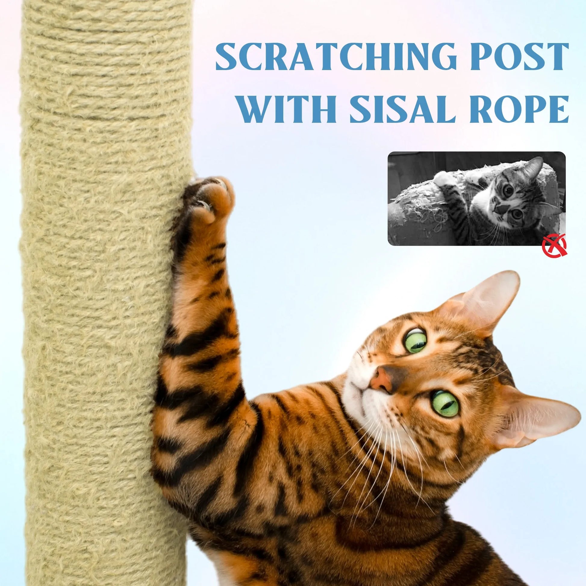71 inch flower cat tree with large condo removable flower cushion and hammock blue – view 9