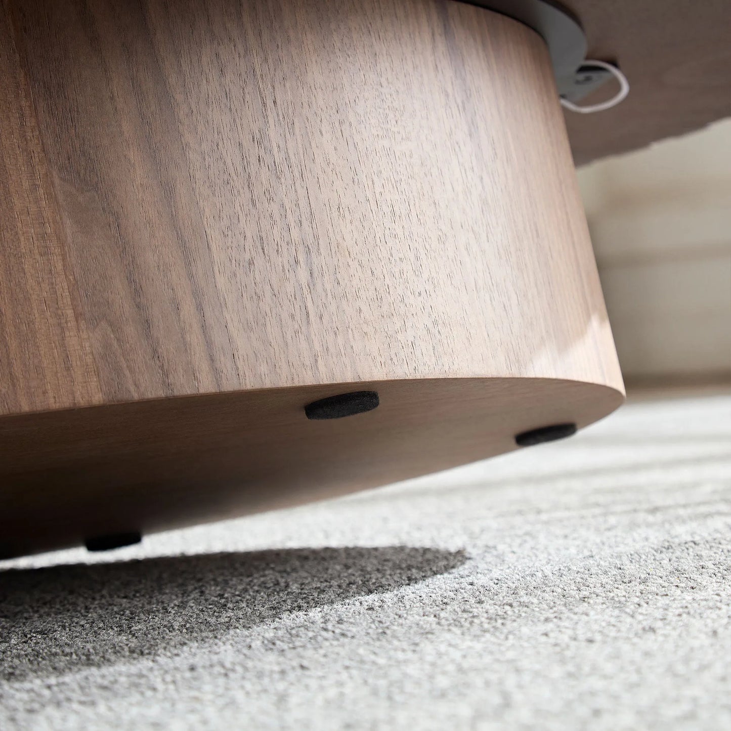 Modern Handcraft Drum Coffee Table Length 43.7 inch Ellipse Coffee Table for Living Room,Oval Small Coffee Table with Sturdy Pedestal,Walnut – view 9