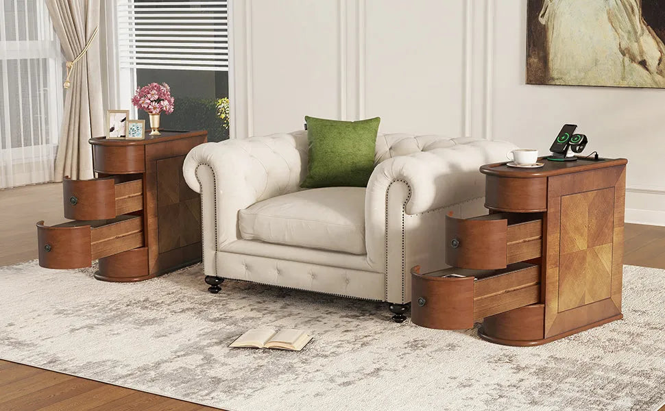 End Table with Charging Station,Sofa Side Table with Drawers, No Assembly Required(Expect Arrival Date 2025/4/16) – view 9