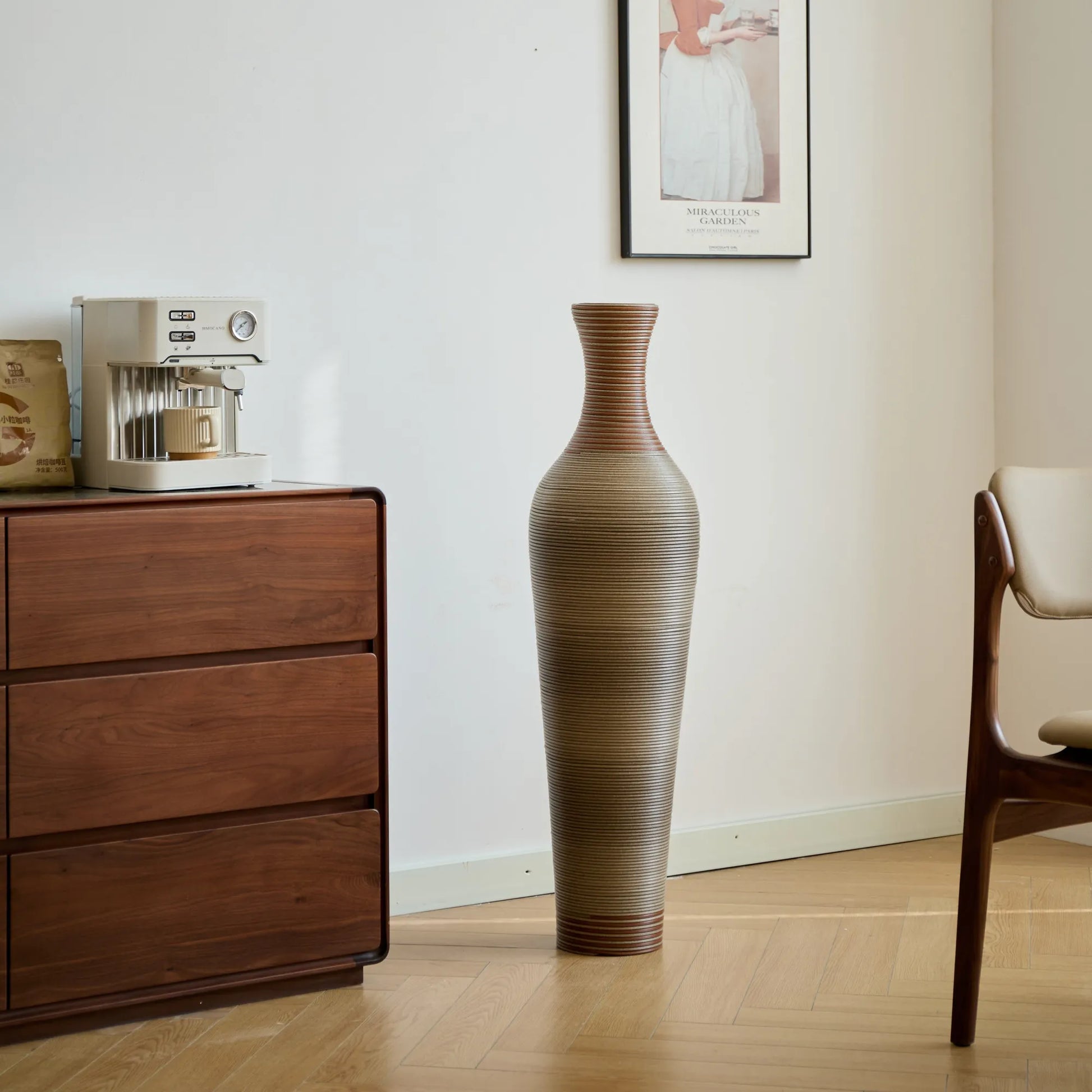 39-Inch-Tall Vase, Brown Decorative Floor Vase, Classic Neat Floor Vase Tall Freestanding Flower Holder, Artificial Rattan Vase, PVC Floor Vase – view 9