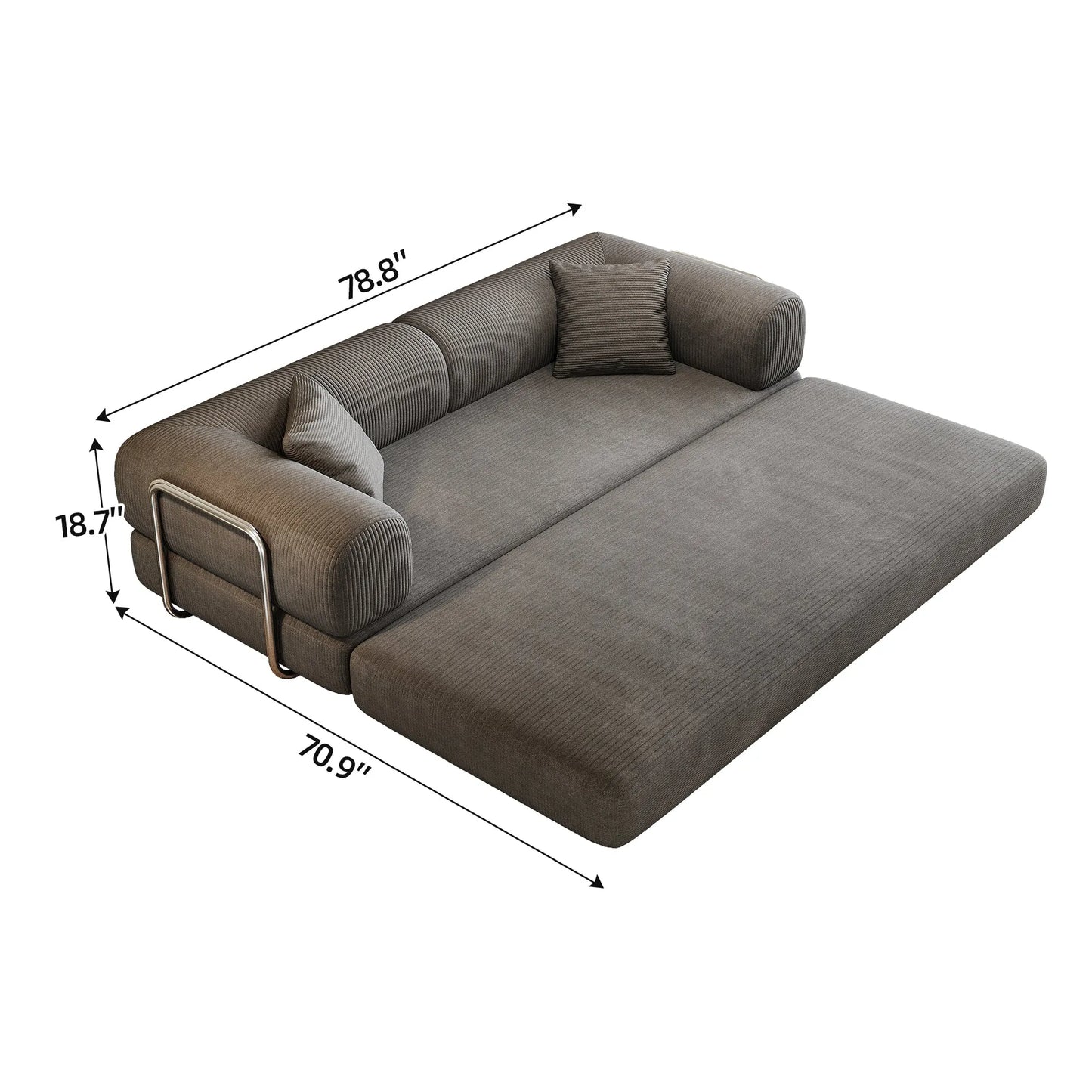 78.8' Compression Sofa,Convertible Floor Sofa Bed-with Pillow Back Support Armrest,Comfy Futon Couch Sleeper Bed,Loveseats Boneless Modular Sectional – view 9