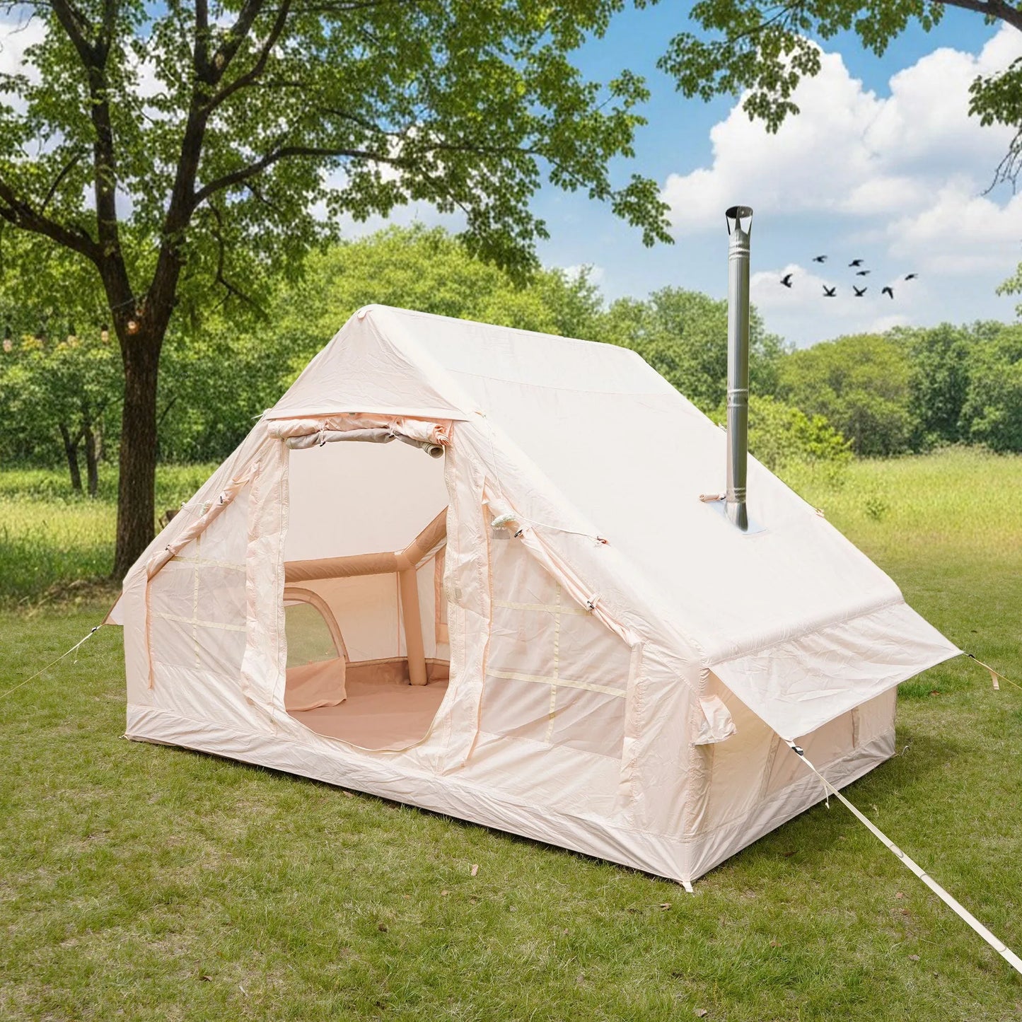 Inflatable Camping Tents with Hand Pump, Air Glamping Tents, Easy Setup Waterproof and Windproof Blow up Tent, 4 Seasons Oxford Cabin Tent with Mesh – view 9