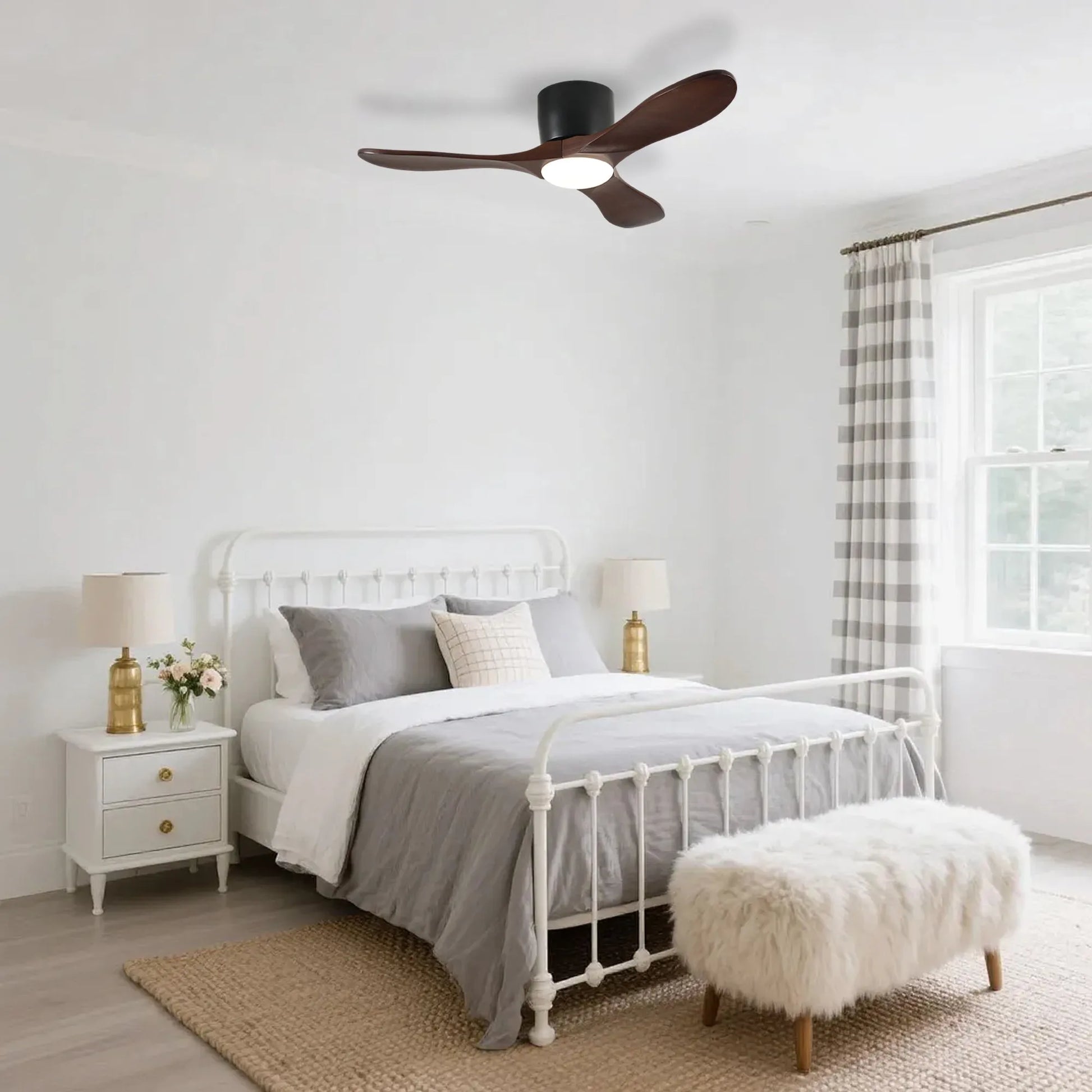 42-inch Ceiling Fan with Light, 3 Dark Walnut Wood Blades, Remote Control, Reversible DC Motor for Living Room – view 9