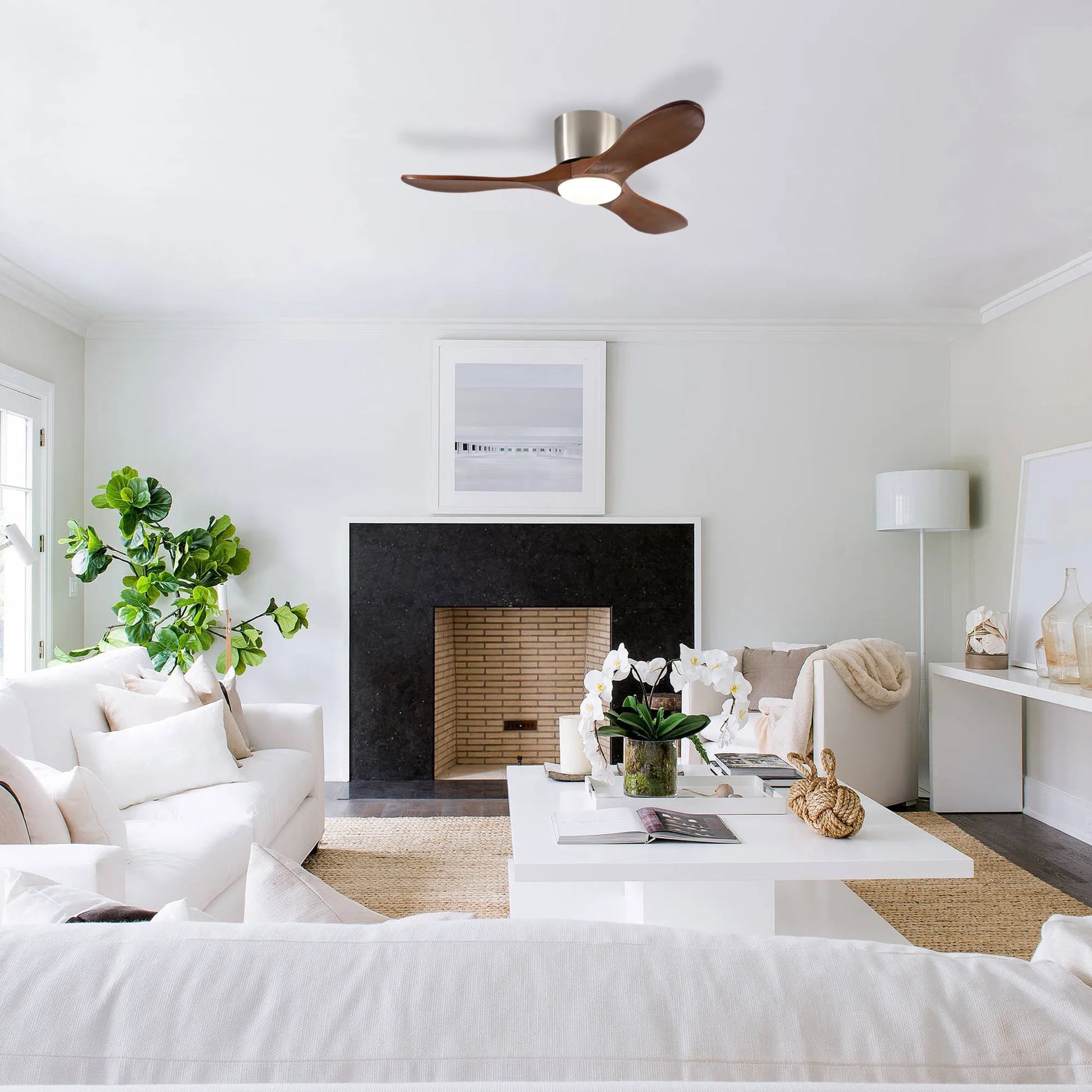 42-inch Ceiling Fan with Light, 3 Light Walnut Wood Blades, Remote Control, Reversible DC Motor for Living Room – view 9