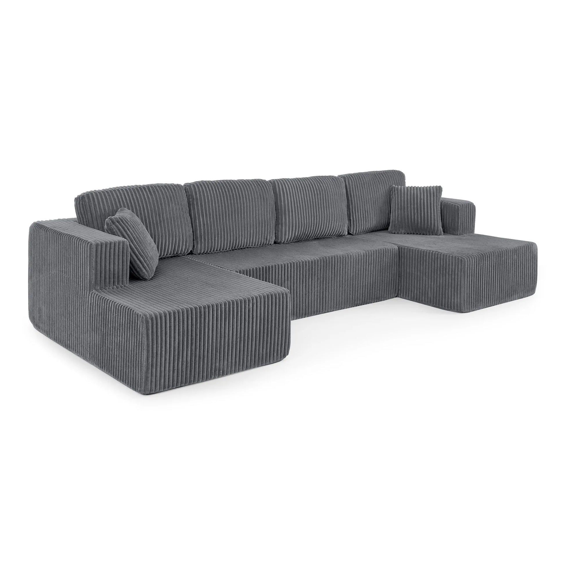 U shape Modular Sectional Sofa, Compressed Sectional Sofa Modern Minimalist Style Corduroy Couch, Sleeper Sofa for Living Room, Bedroom, Comfy – view 9