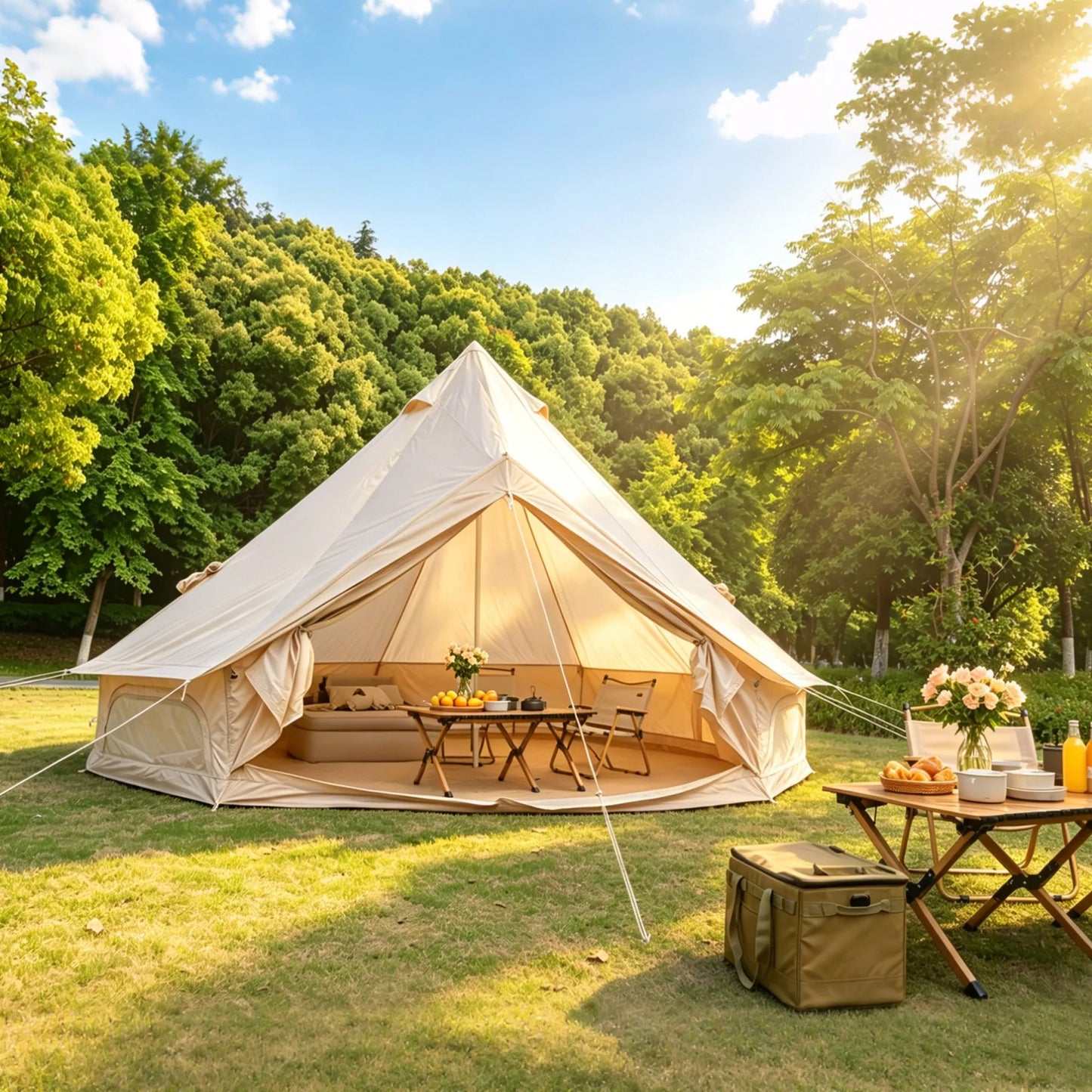 Oxford Bell Tent for Family Camping - Spacious 13.1ft Yurt with Stove Jack, Large Glamping Tents for 4-8 People, 4 Season Oxford Hot Tent Shelter – view 9