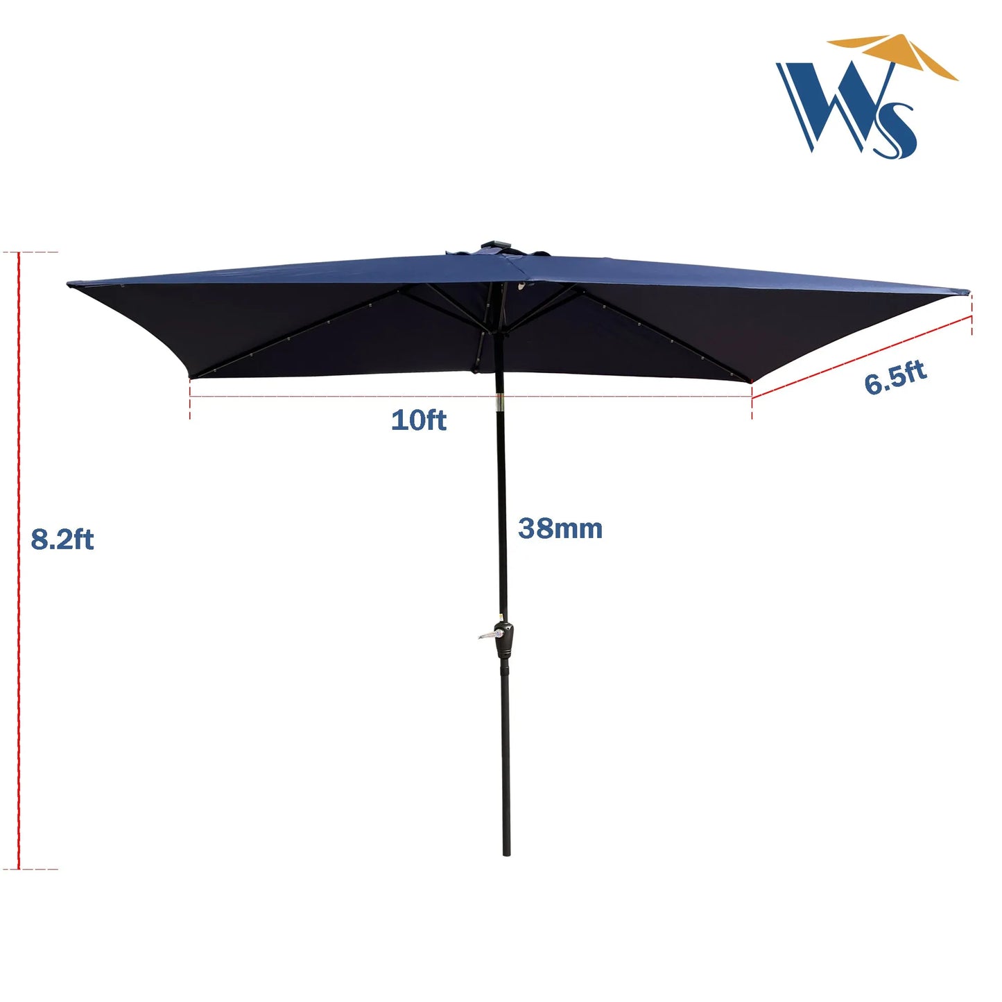 10 x 6.5t Rectangular Patio Solar LED Lighted Outdoor Umbrellas with Crank and Push Button Tilt for Garden Backyard Pool Swimming Pool – view 9