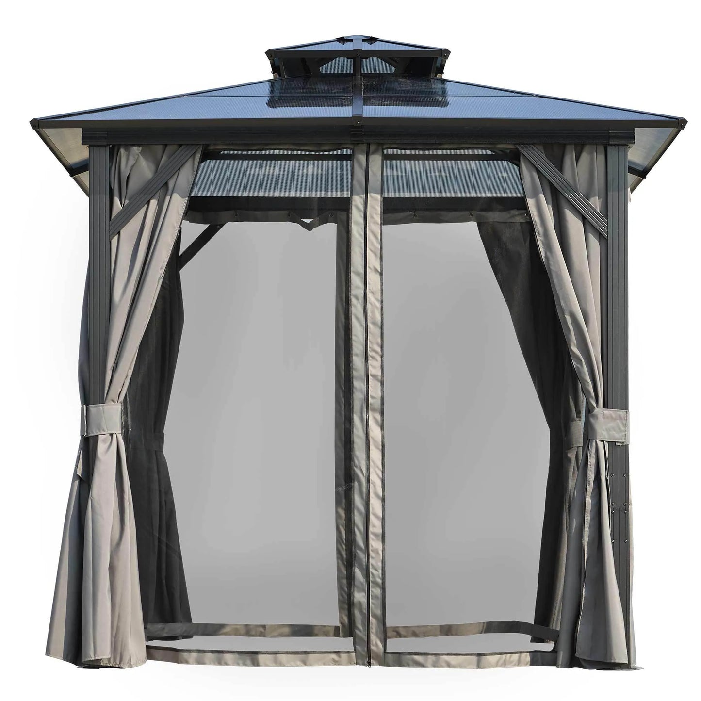 Outdoor Grill Gazebo 8 x 8FT, Hardtop BBQ Gazebo with UV-Resistant Polycarbonate Roof & Storage Hooks for Patio, Lawn, Garden – view 9