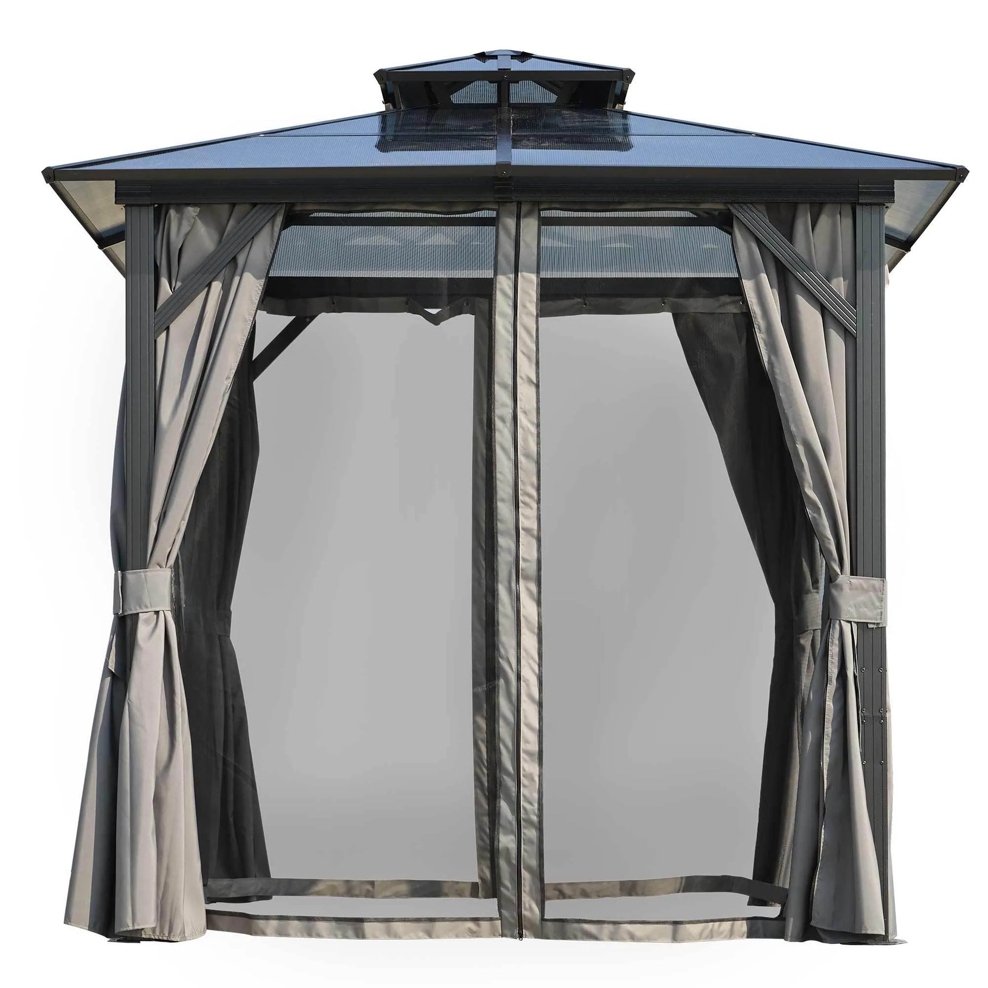 Outdoor Grill Gazebo 8 x 8FT, Hardtop BBQ Gazebo with UV-Resistant Polycarbonate Roof & Storage Hooks for Patio, Lawn, Garden – view 9