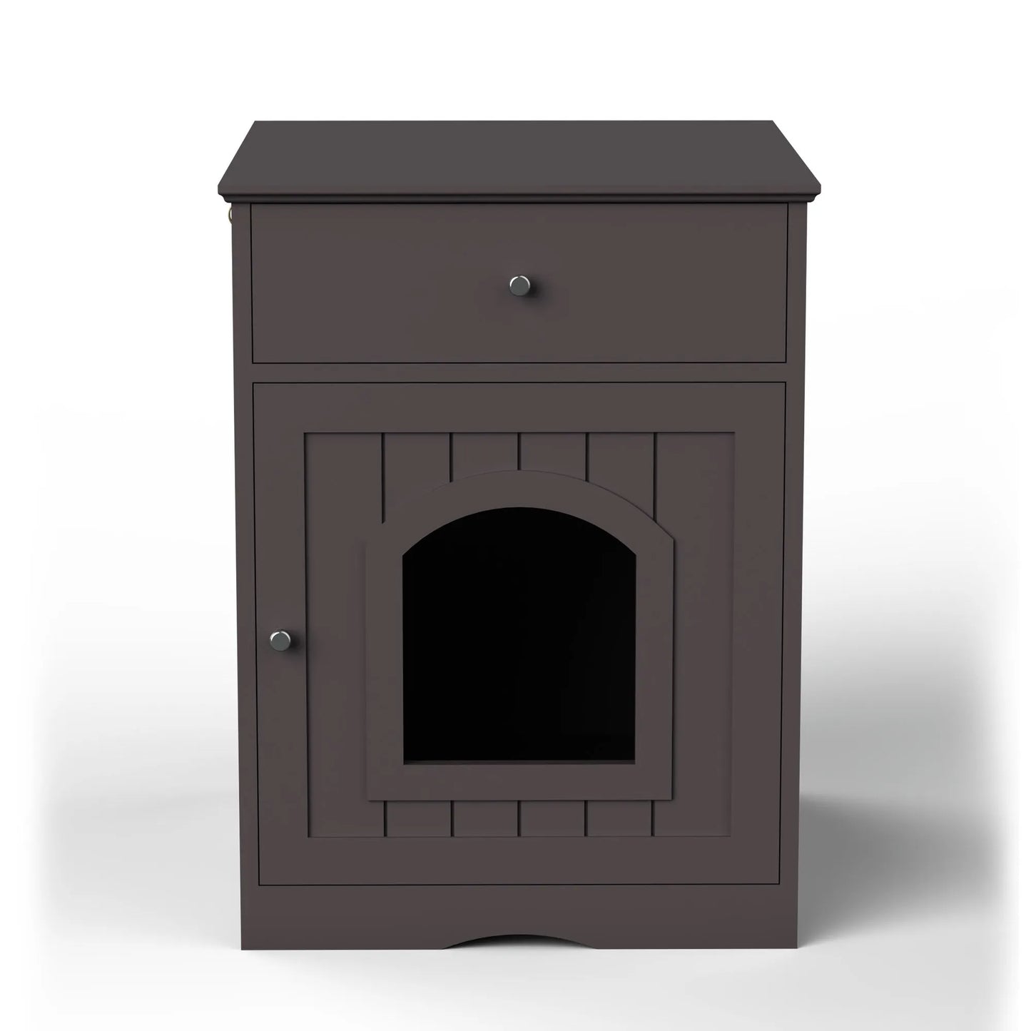 Brown Wooden Pet House Cat Litter Box Enclosure with Drawer, Side Table, Indoor Pet Crate, Cat Home Nightstand – view 9